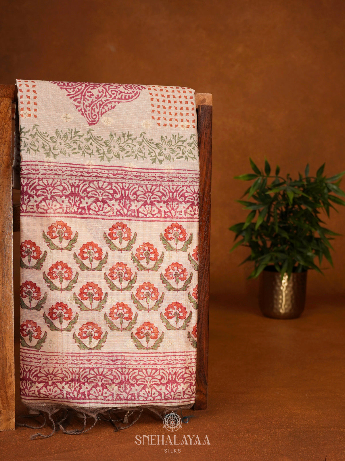 Cream Tussar Saree