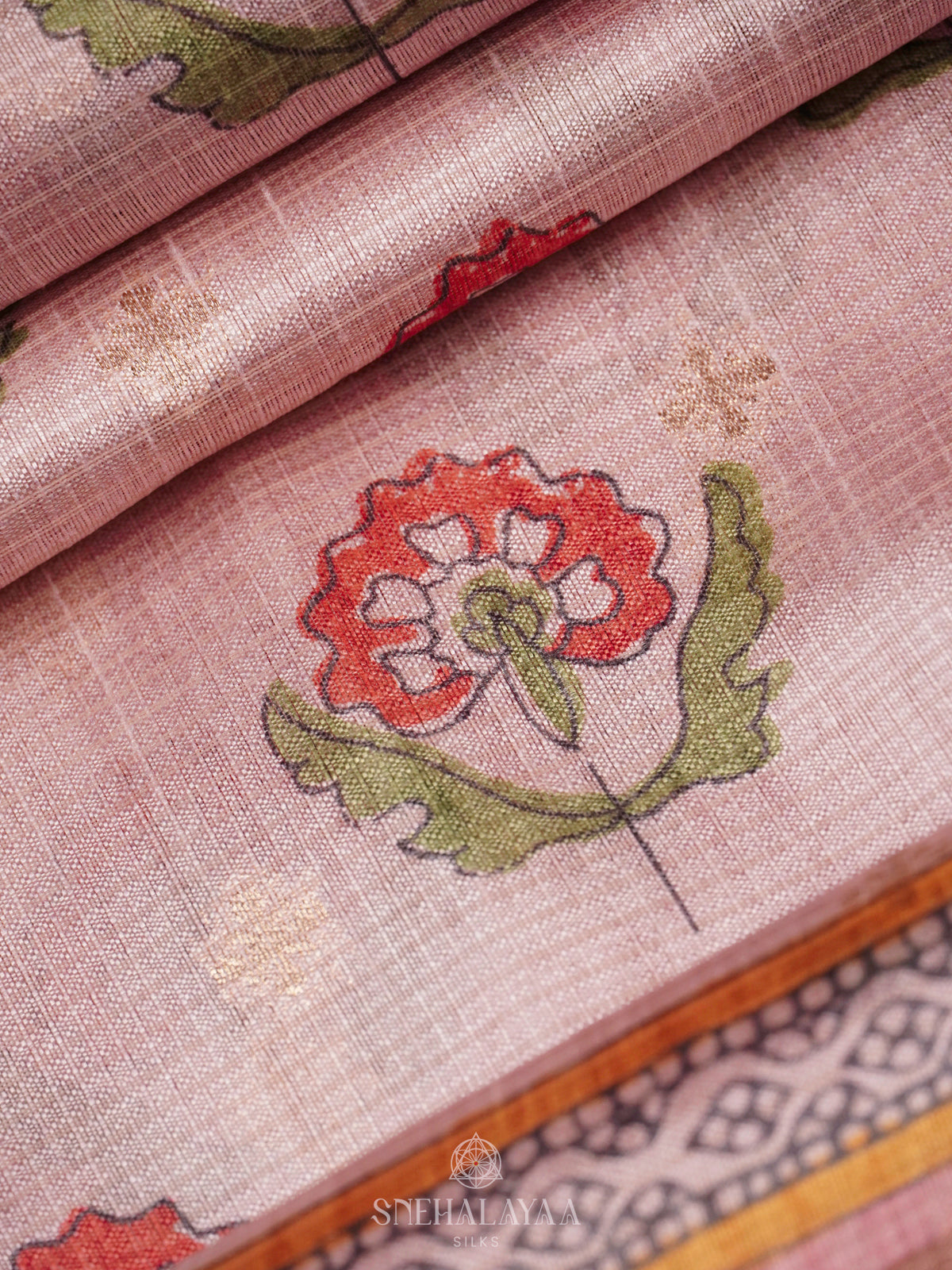 Pale Pink Tussar Saree