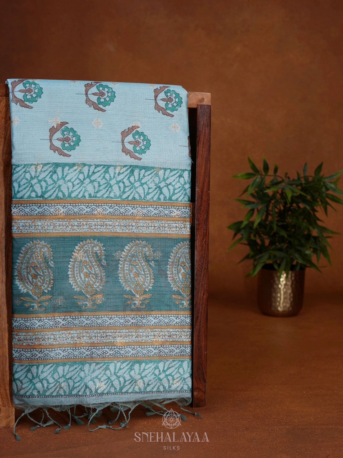 Pale Blue Tussar Saree