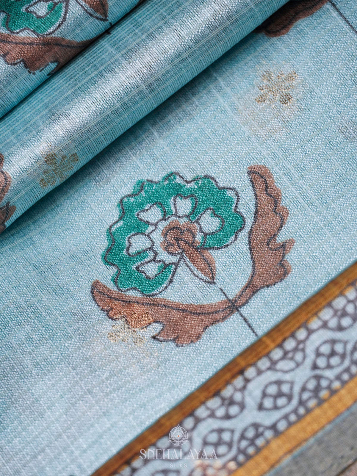 Pale Blue Tussar Saree
