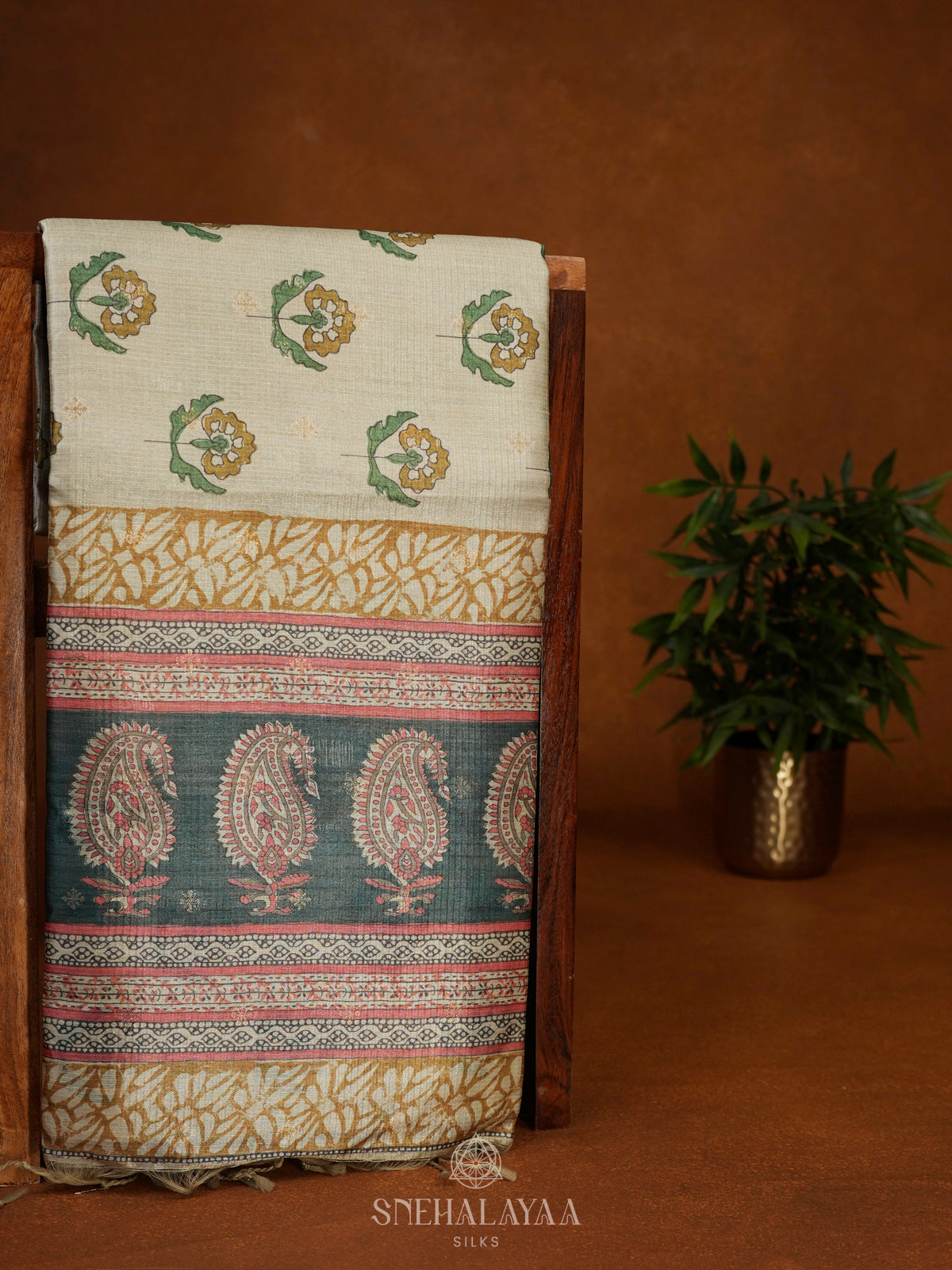 Pale Green Tussar Saree