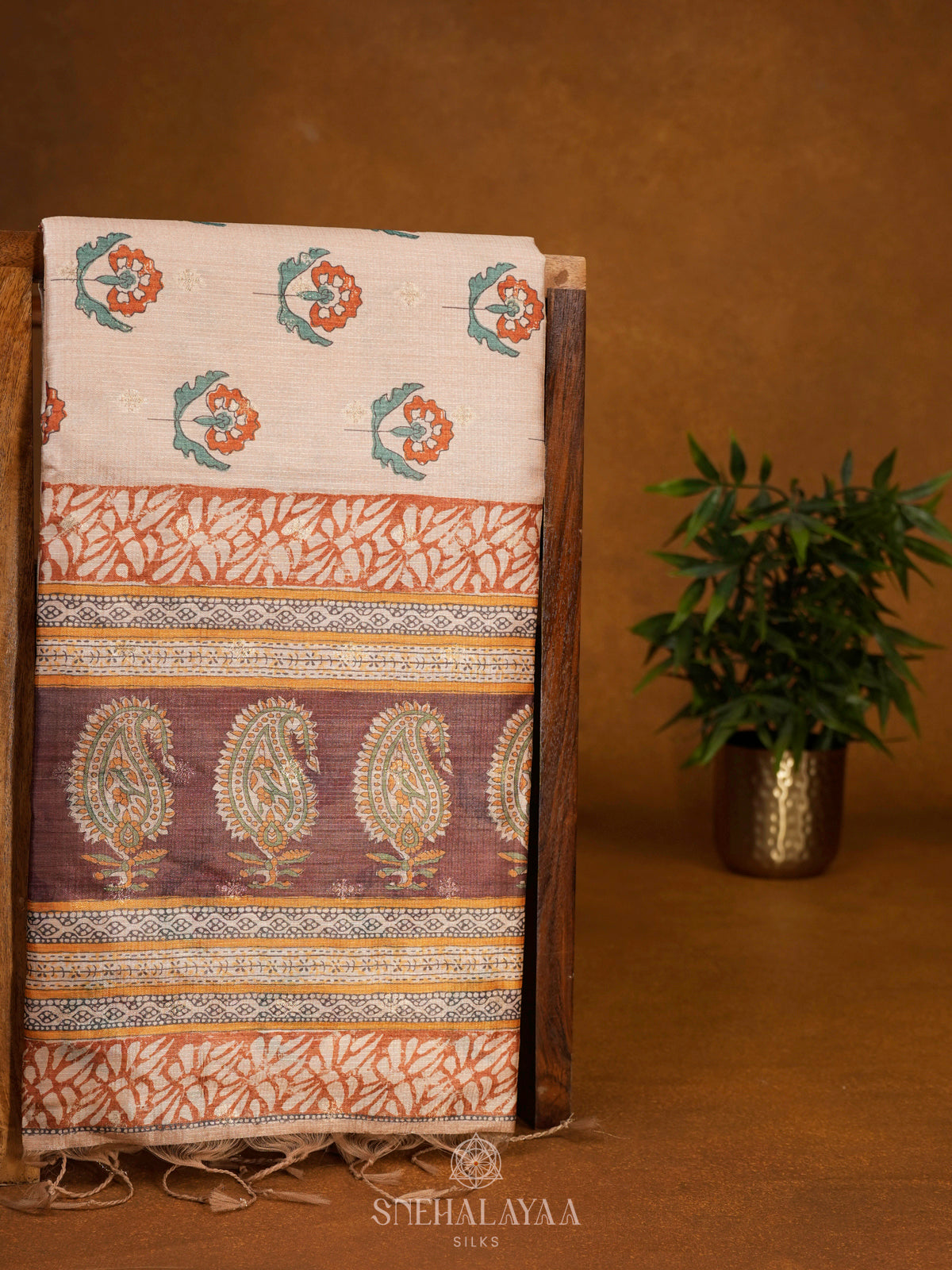 Cream Tussar Saree