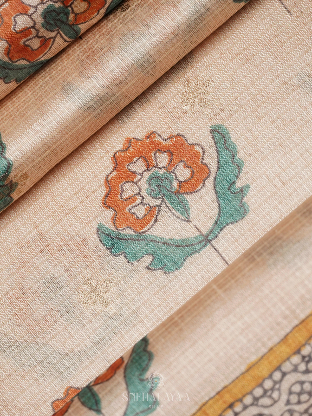 Cream Tussar Saree