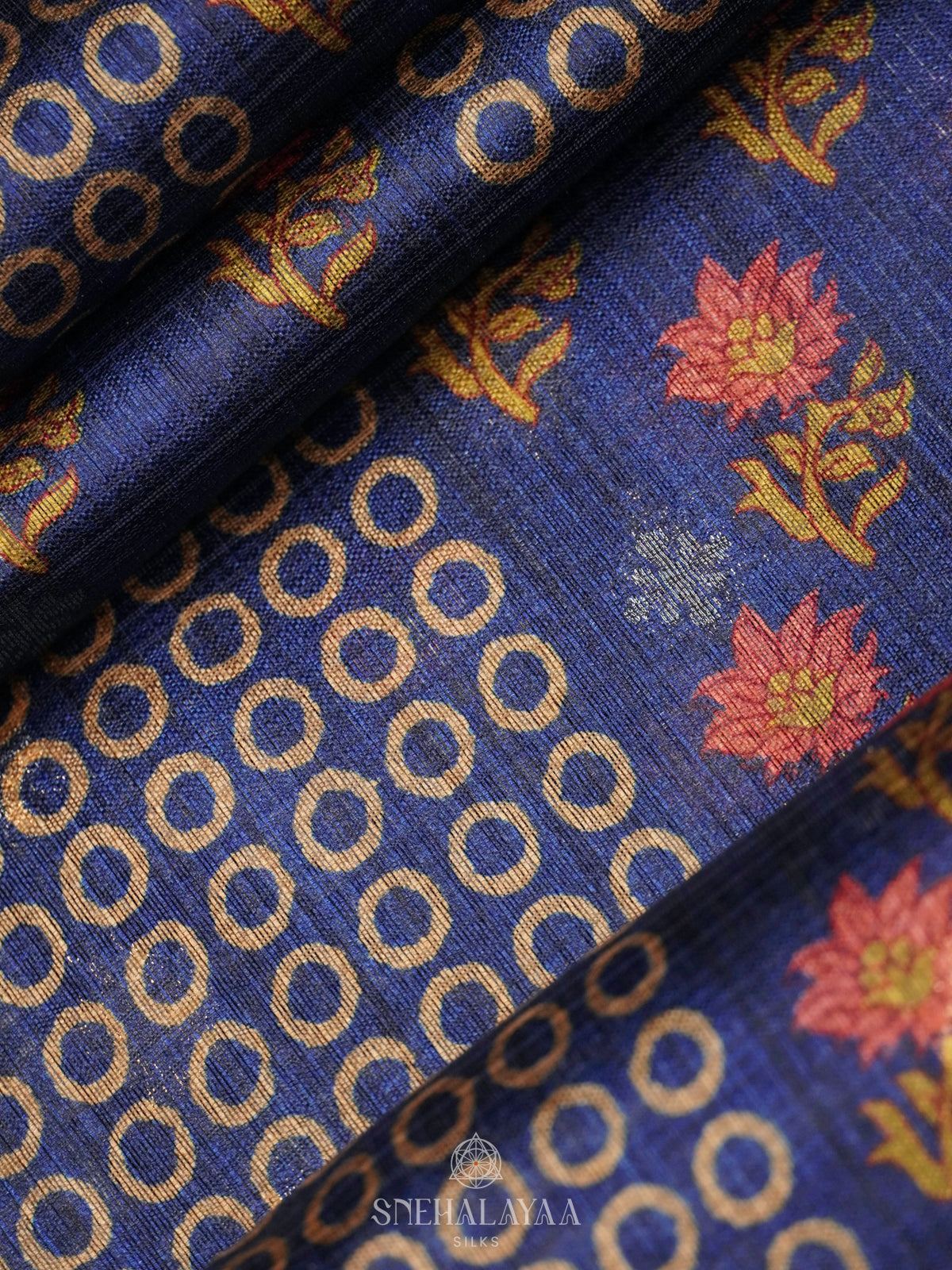 Navy Blue Tussar Saree