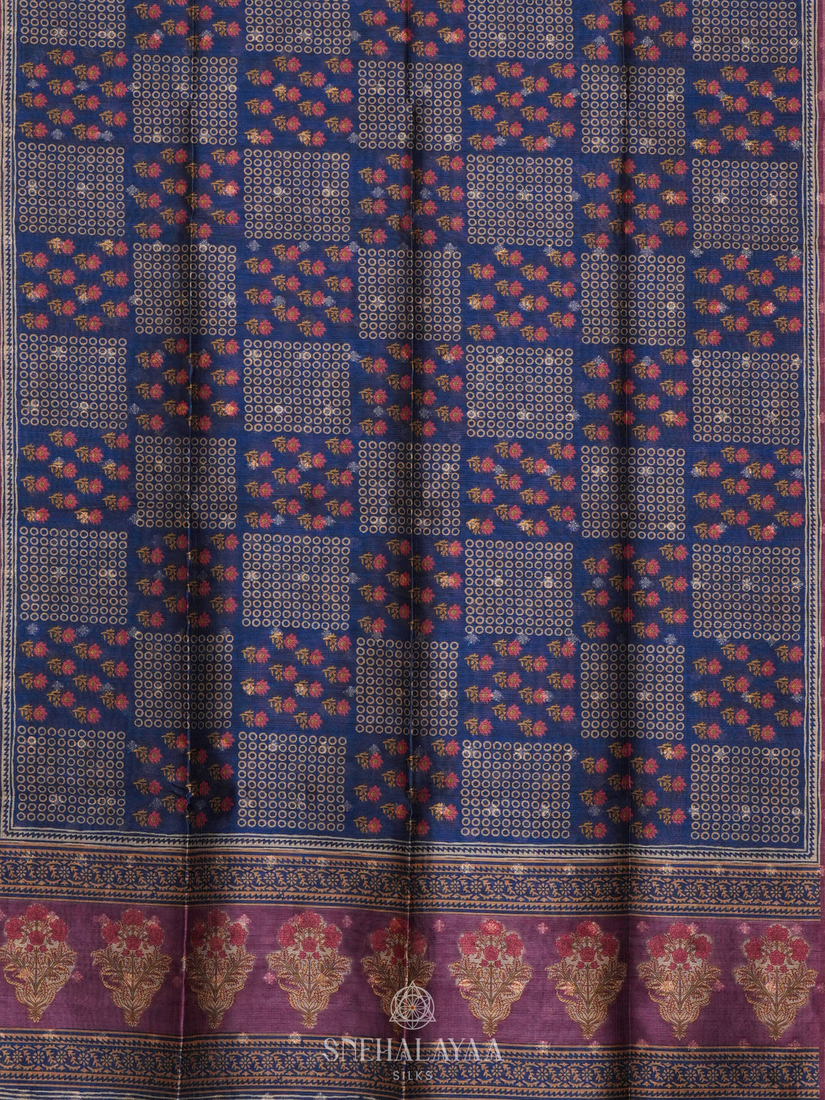 Navy Blue Tussar Saree