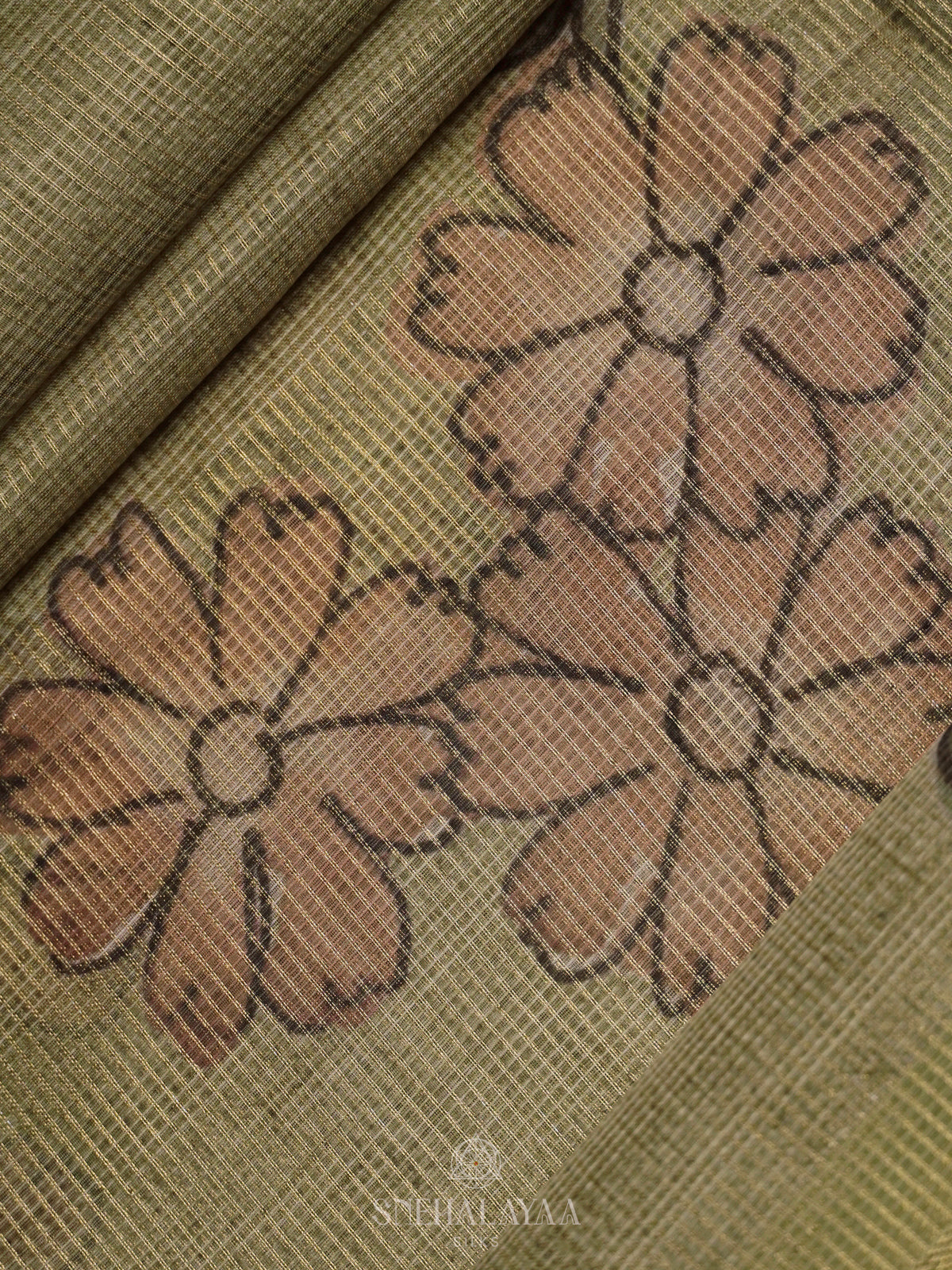 Olive Green Kota Saree
