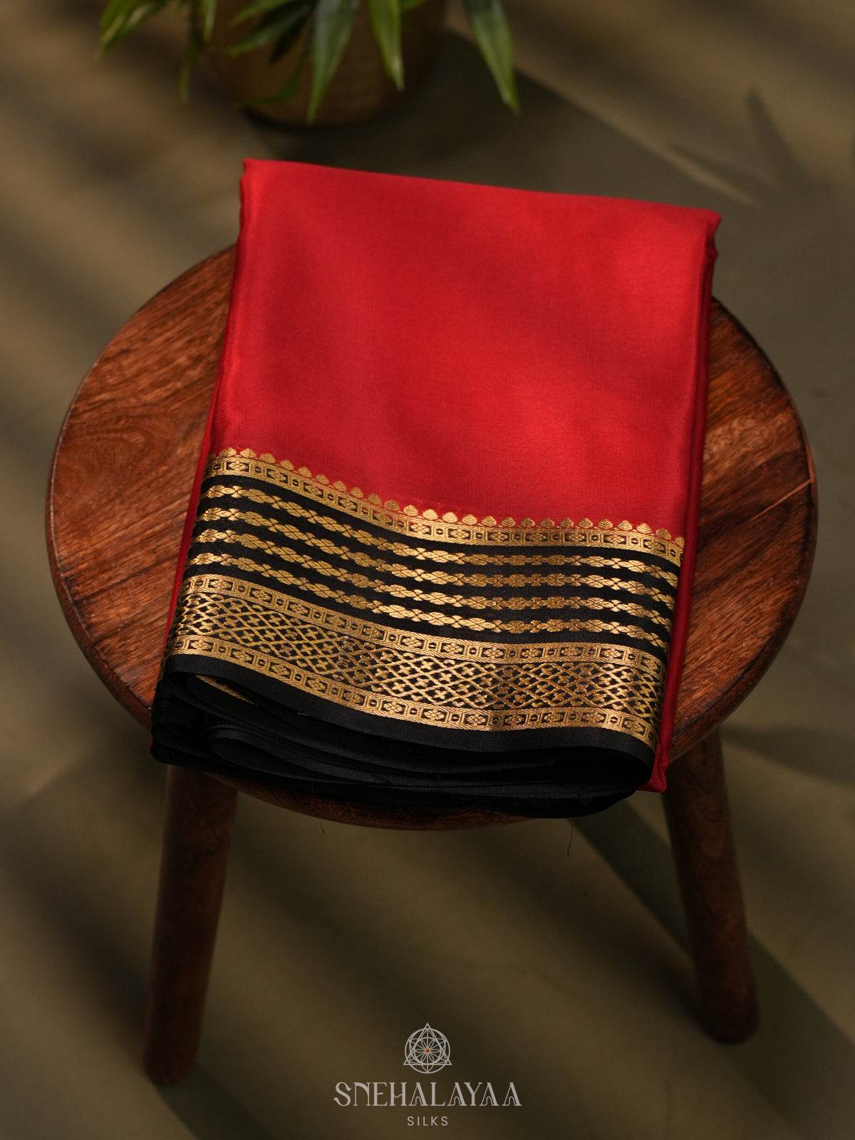 Red Mysore Crepe Silk Saree