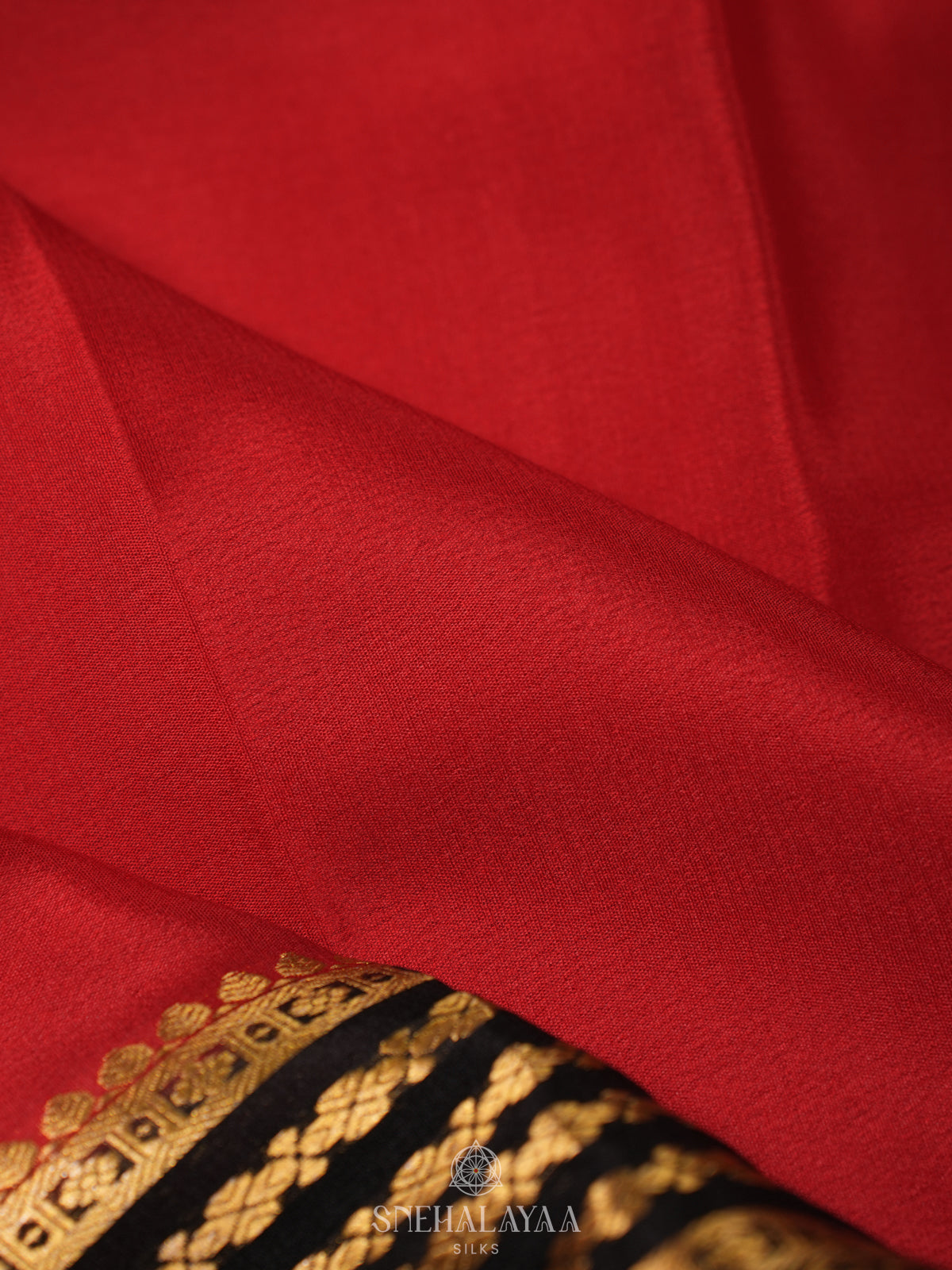 Red Mysore Crepe Silk Saree