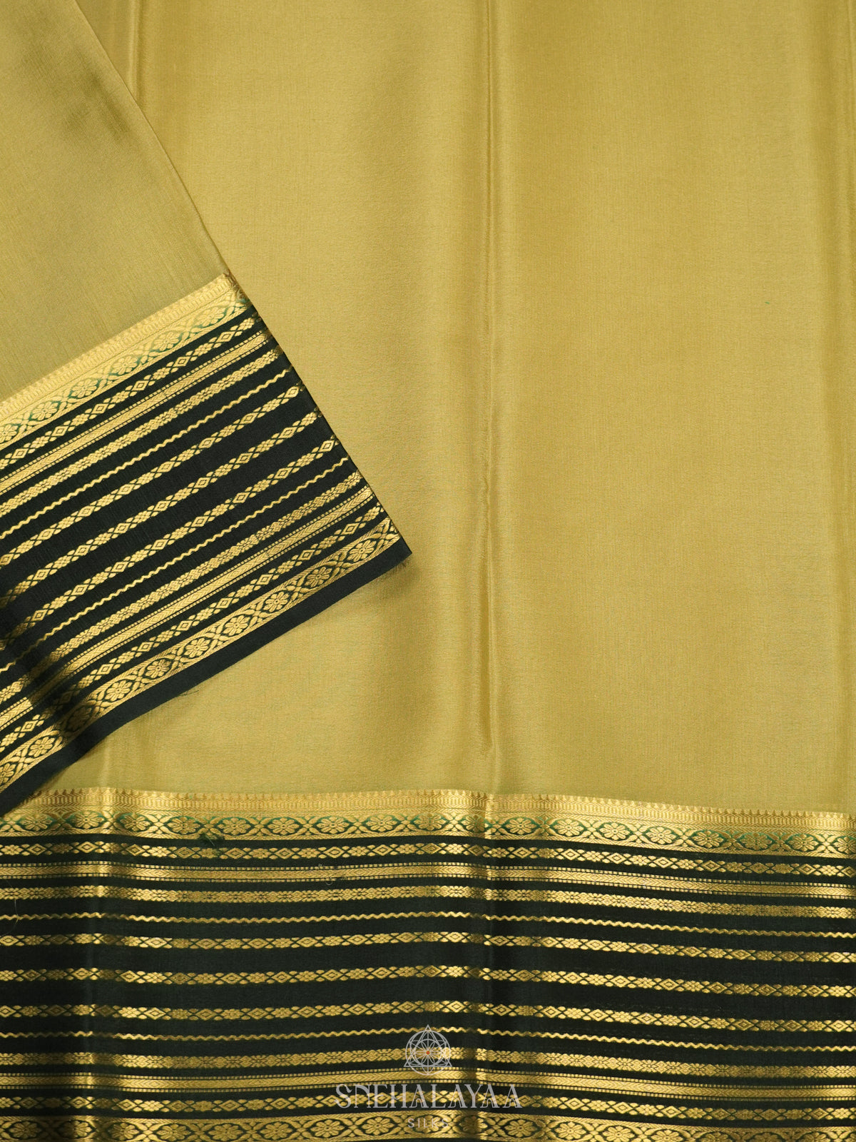 Pista Green Mysore Crepe Silk Saree