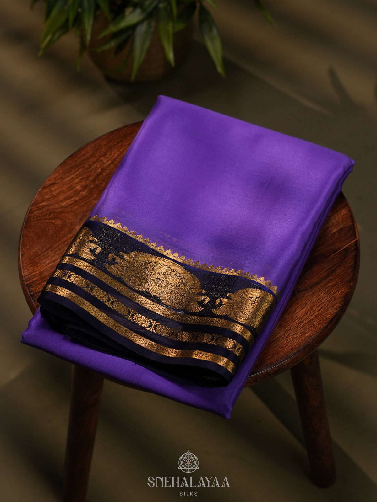 Violet  Mysore Crepe Silk Saree