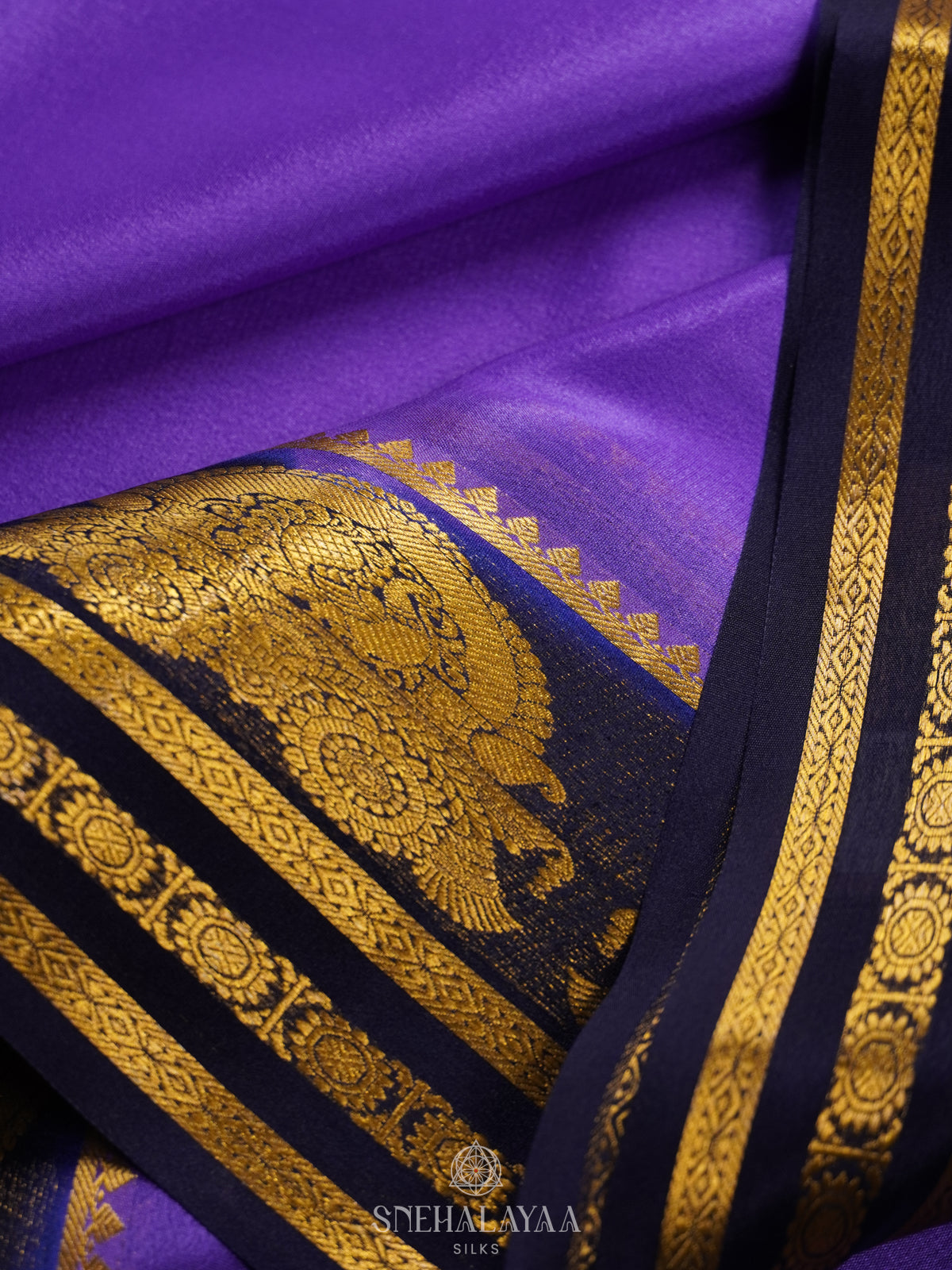 Violet  Mysore Crepe Silk Saree