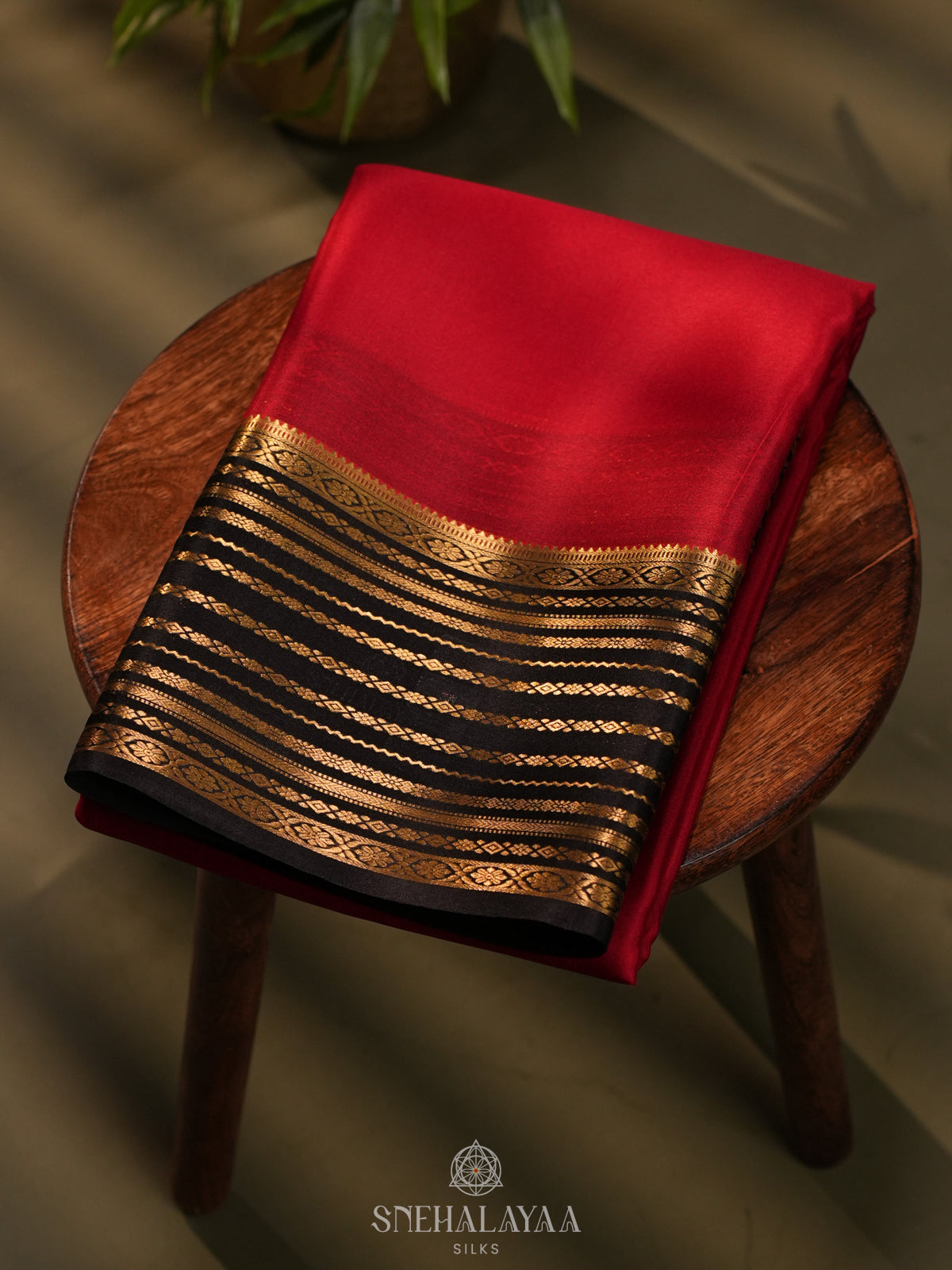 Red Mysore Crepe Silk Saree