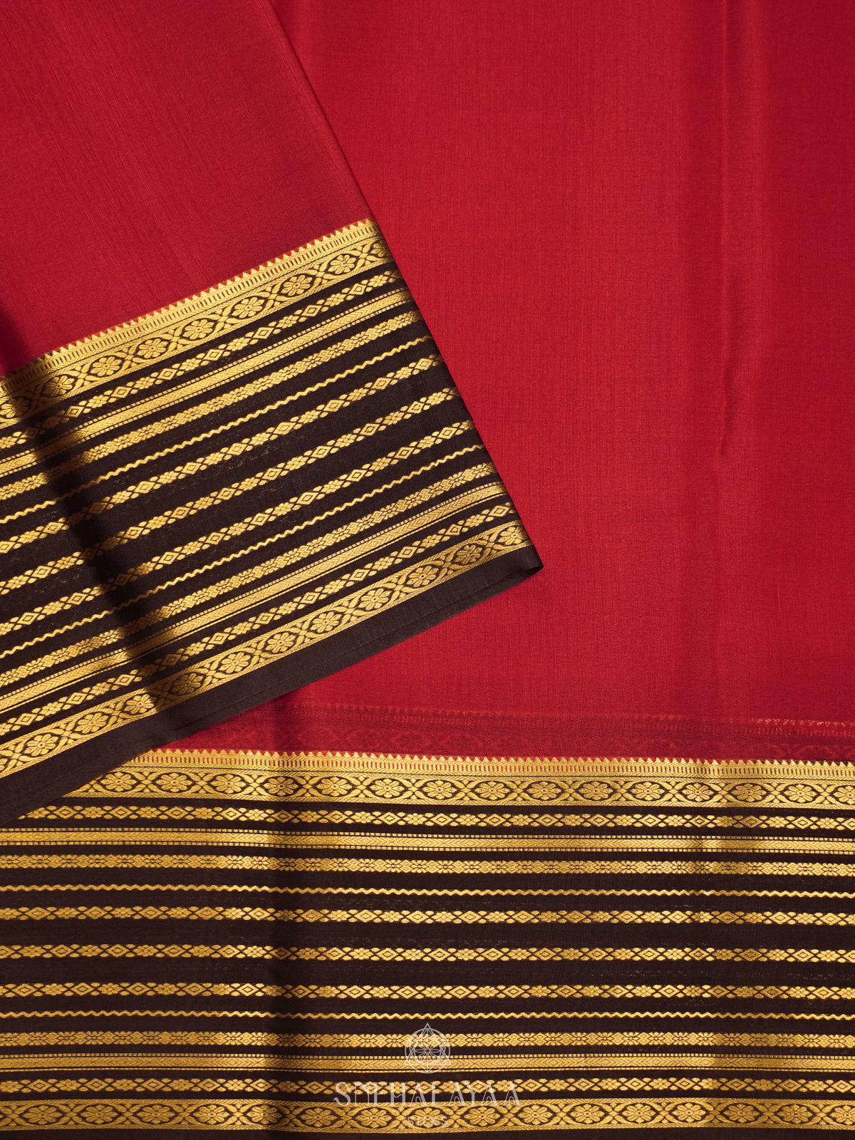 Red Mysore Crepe Silk Saree