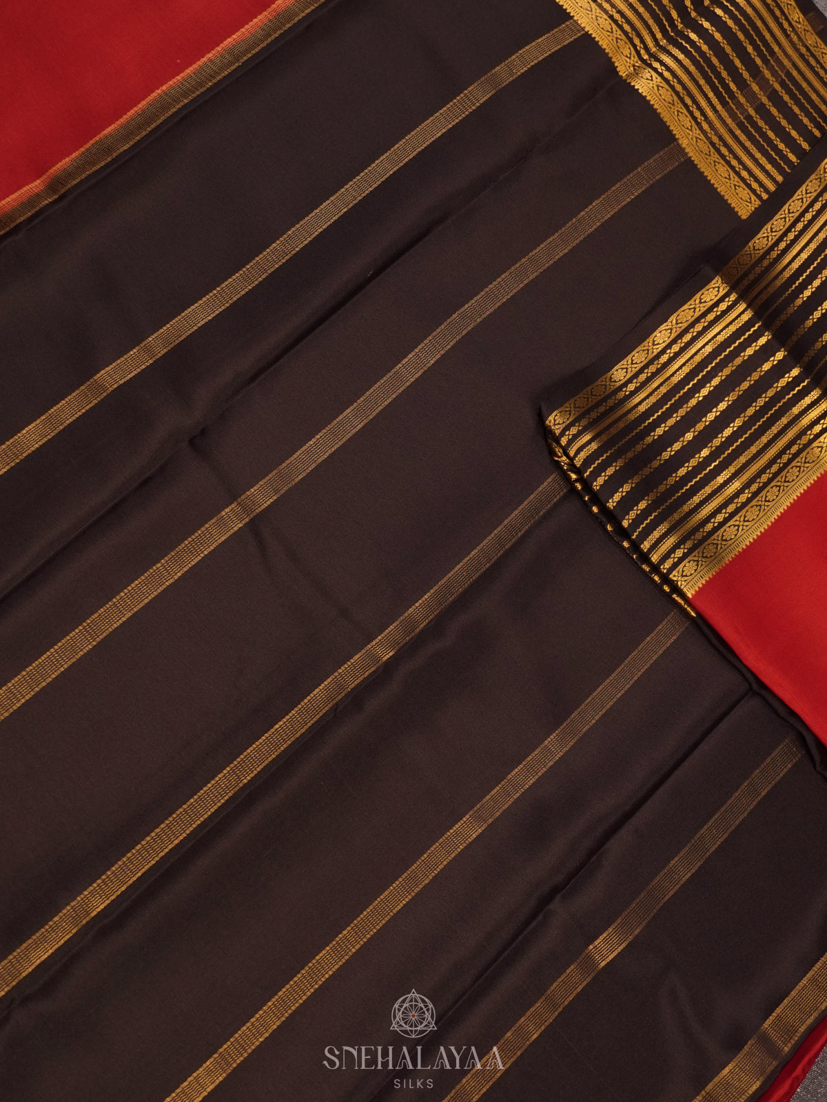 Red Mysore Crepe Silk Saree