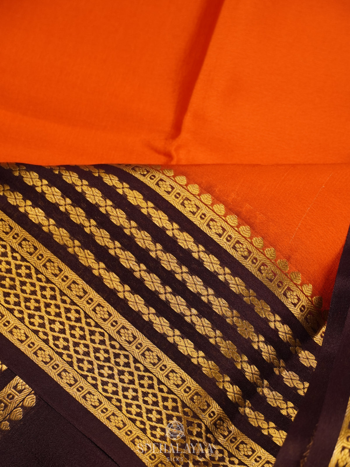 Orange Mysore Crepe Silk Saree