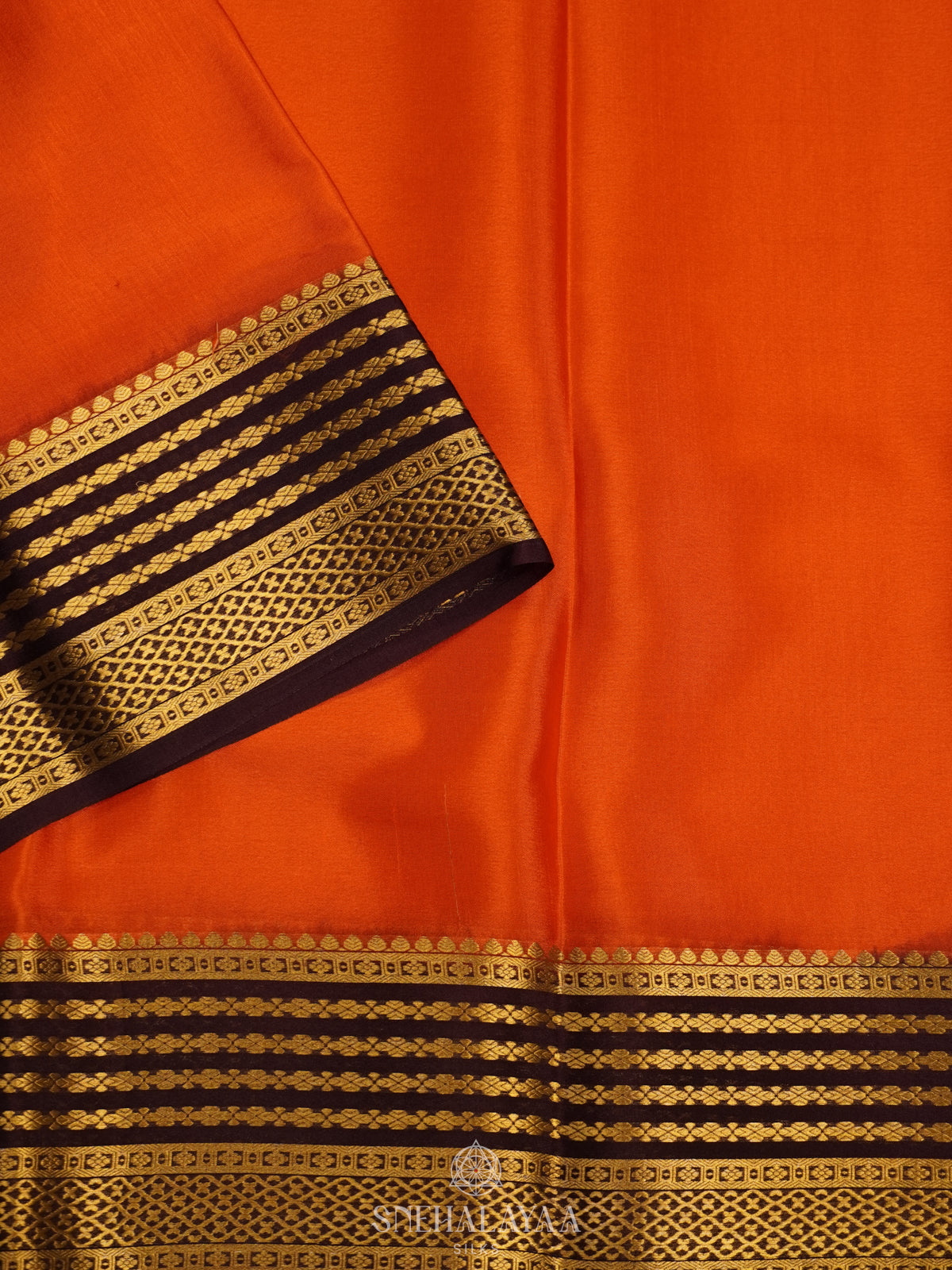 Orange Mysore Crepe Silk Saree
