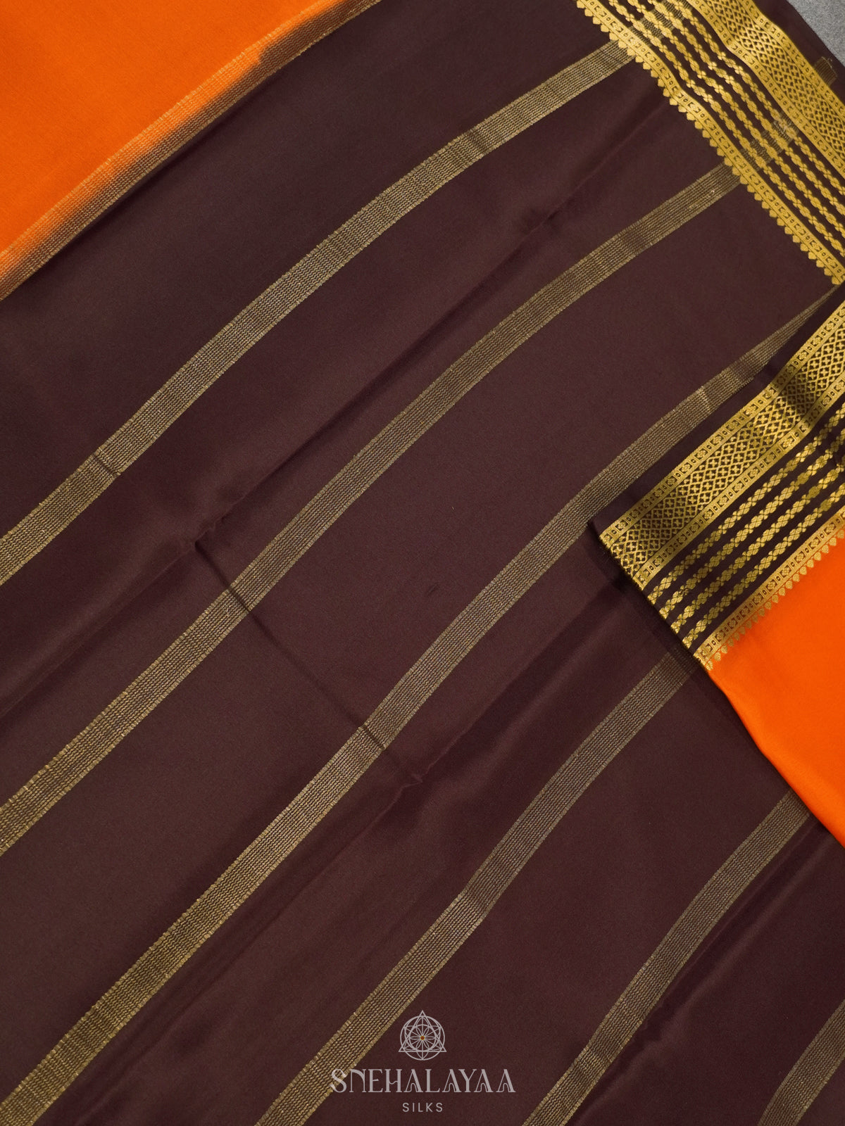 Orange Mysore Crepe Silk Saree