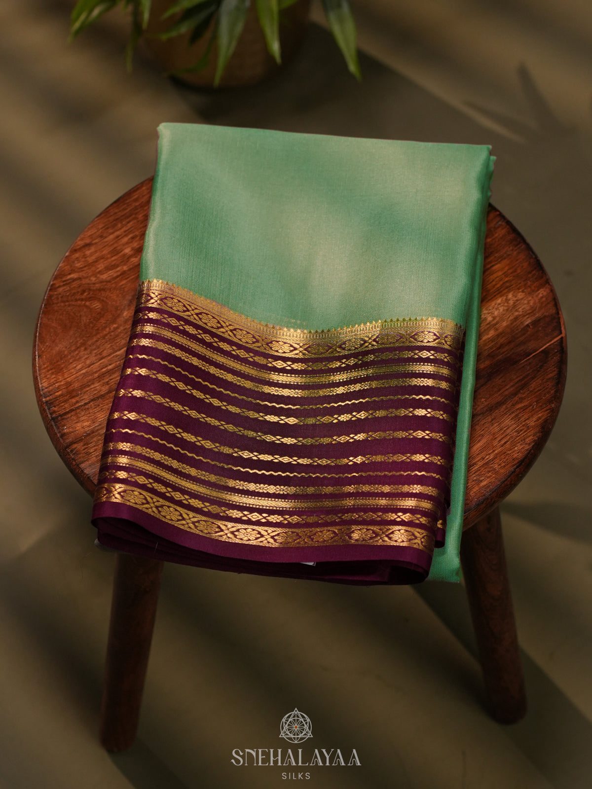 Teal Green Mysore Crepe Silk Saree