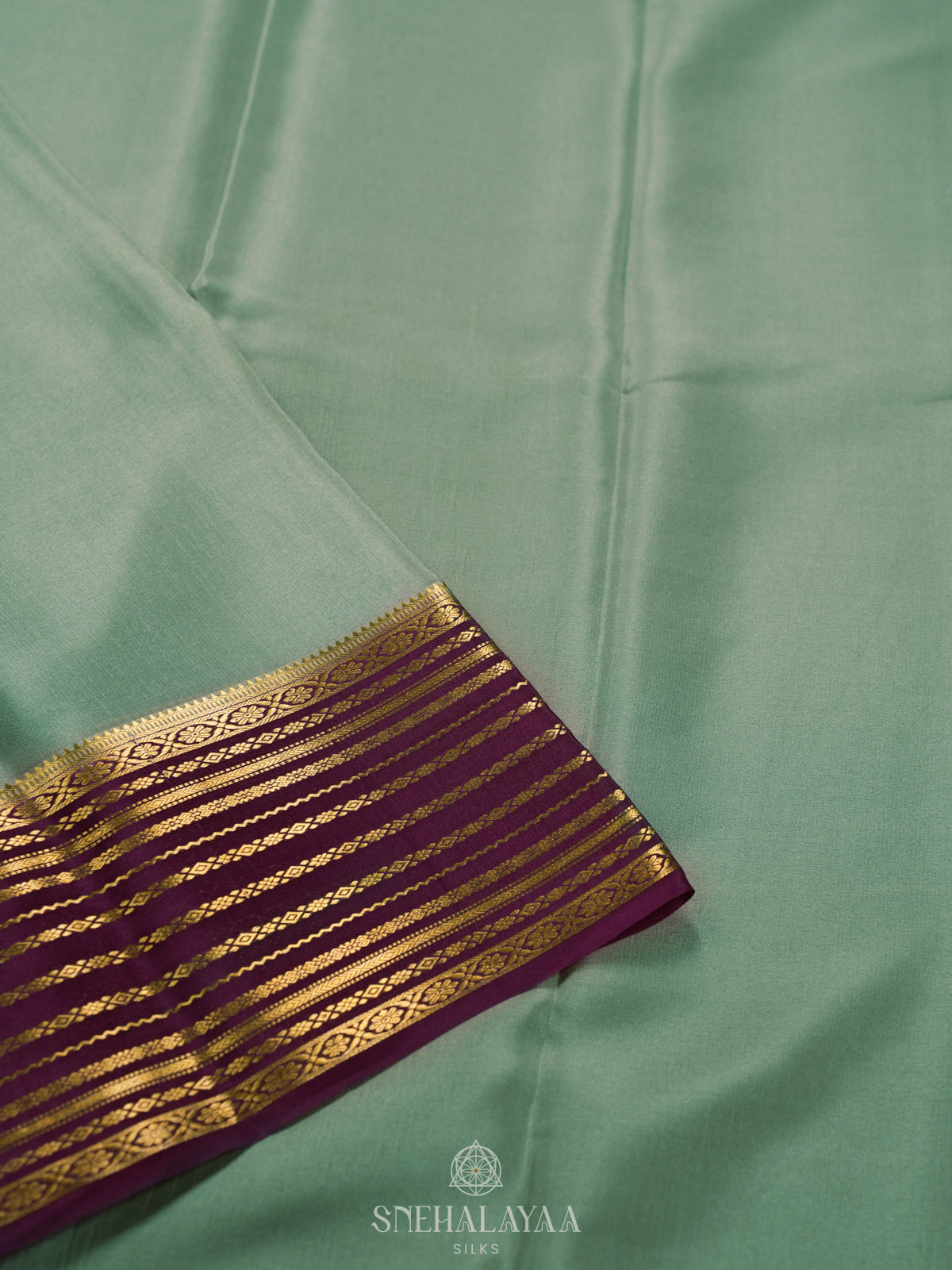 Teal Green Mysore Crepe Silk Saree