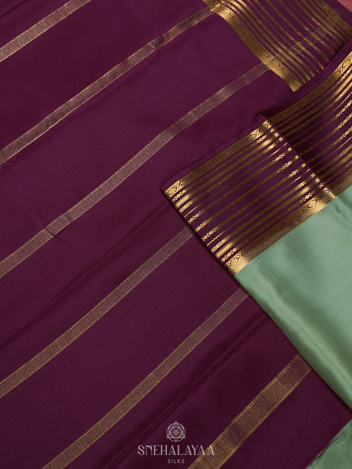 Teal Green Mysore Crepe Silk Saree