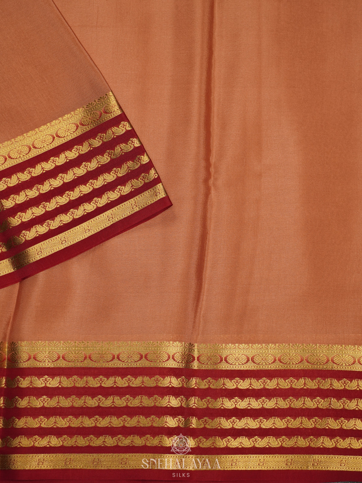 Peach Mysore Crepe Silk Saree