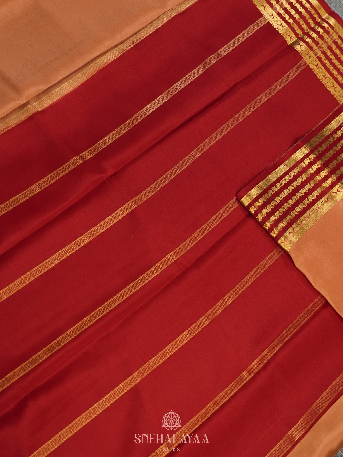 Peach Mysore Crepe Silk Saree