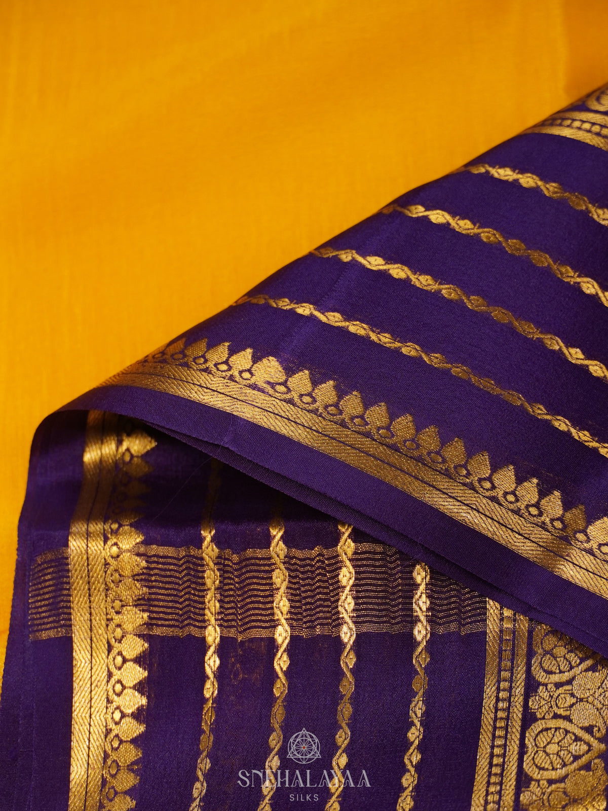 Mango Yellow Mysore Crepe Silk Saree
