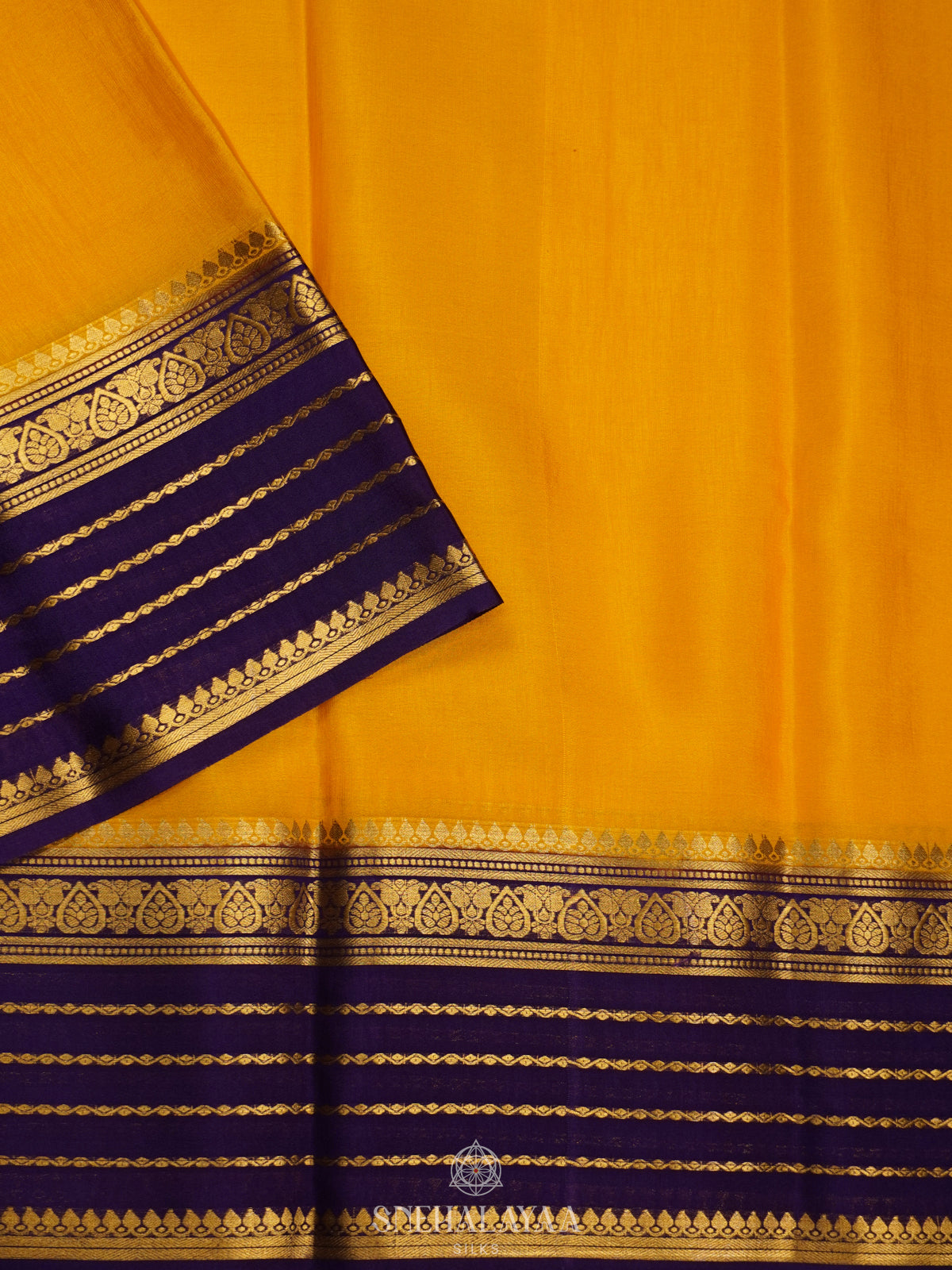 Mango Yellow Mysore Crepe Silk Saree