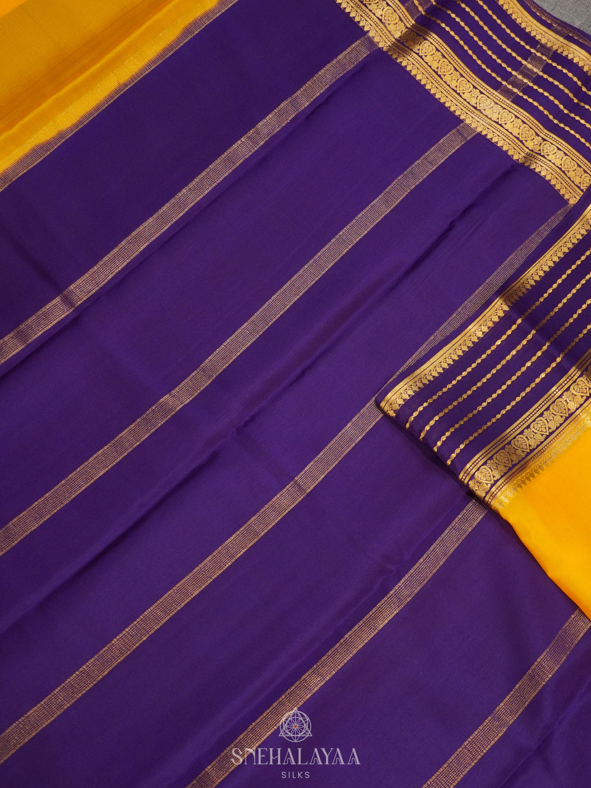 Mango Yellow Mysore Crepe Silk Saree