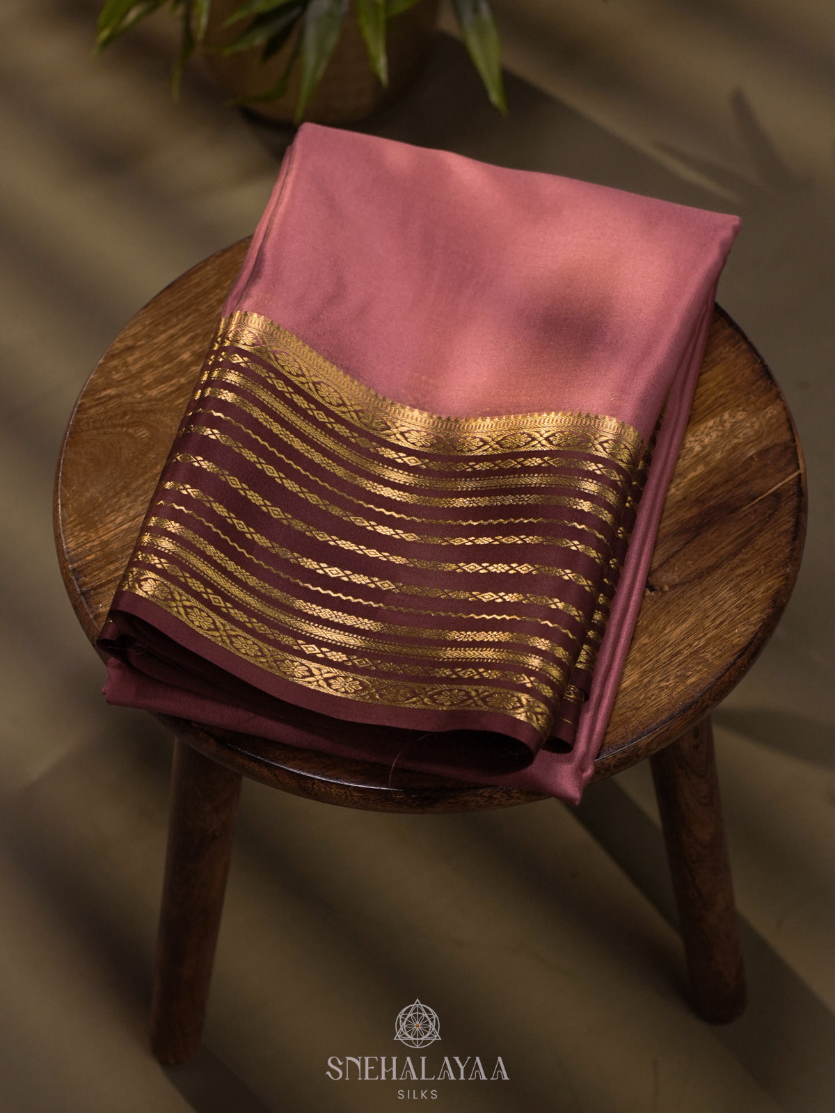 Mauve Pink Mysore Crepe Silk Saree