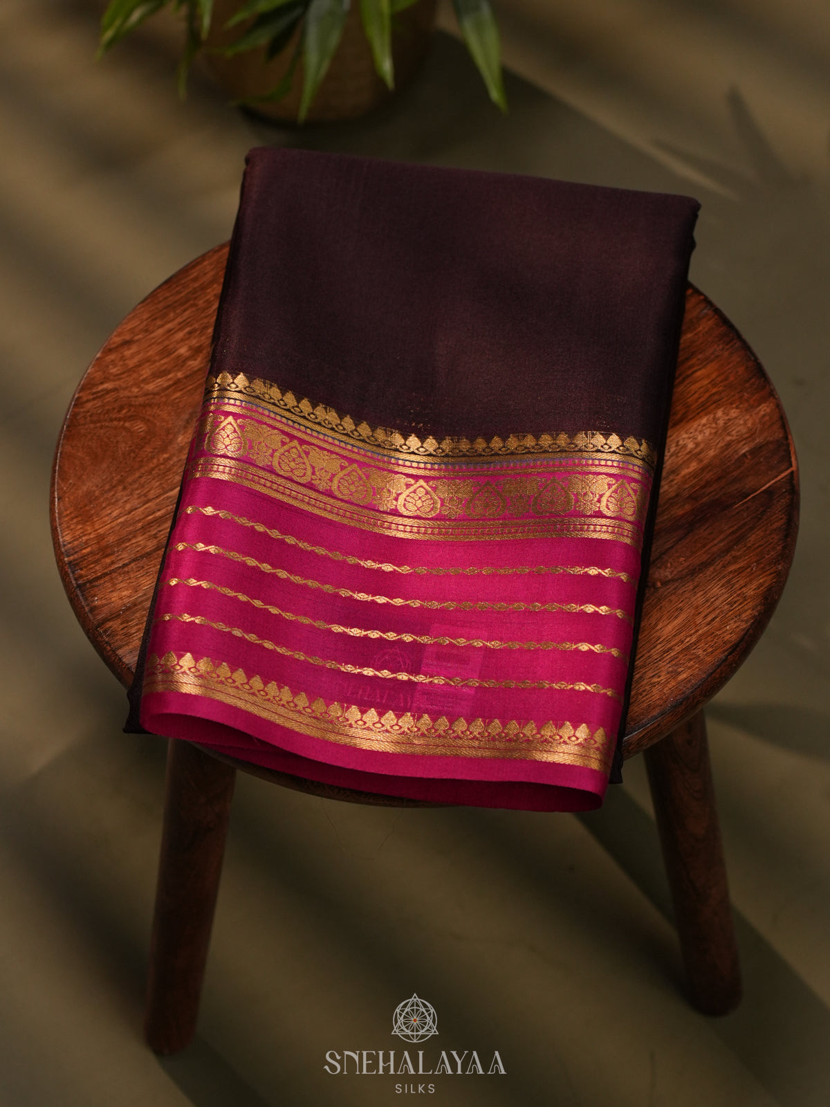 Burgundy Mysore Crepe Silk Saree