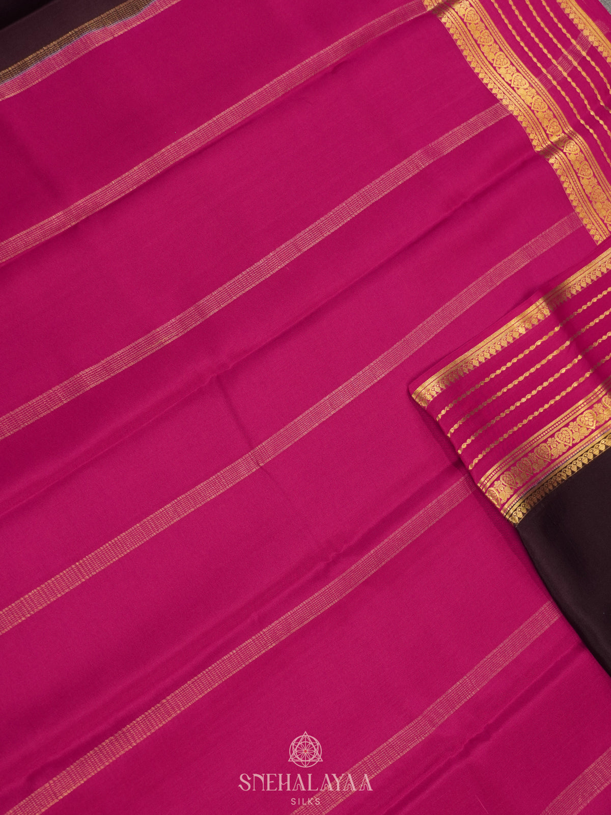 Burgundy Mysore Crepe Silk Saree