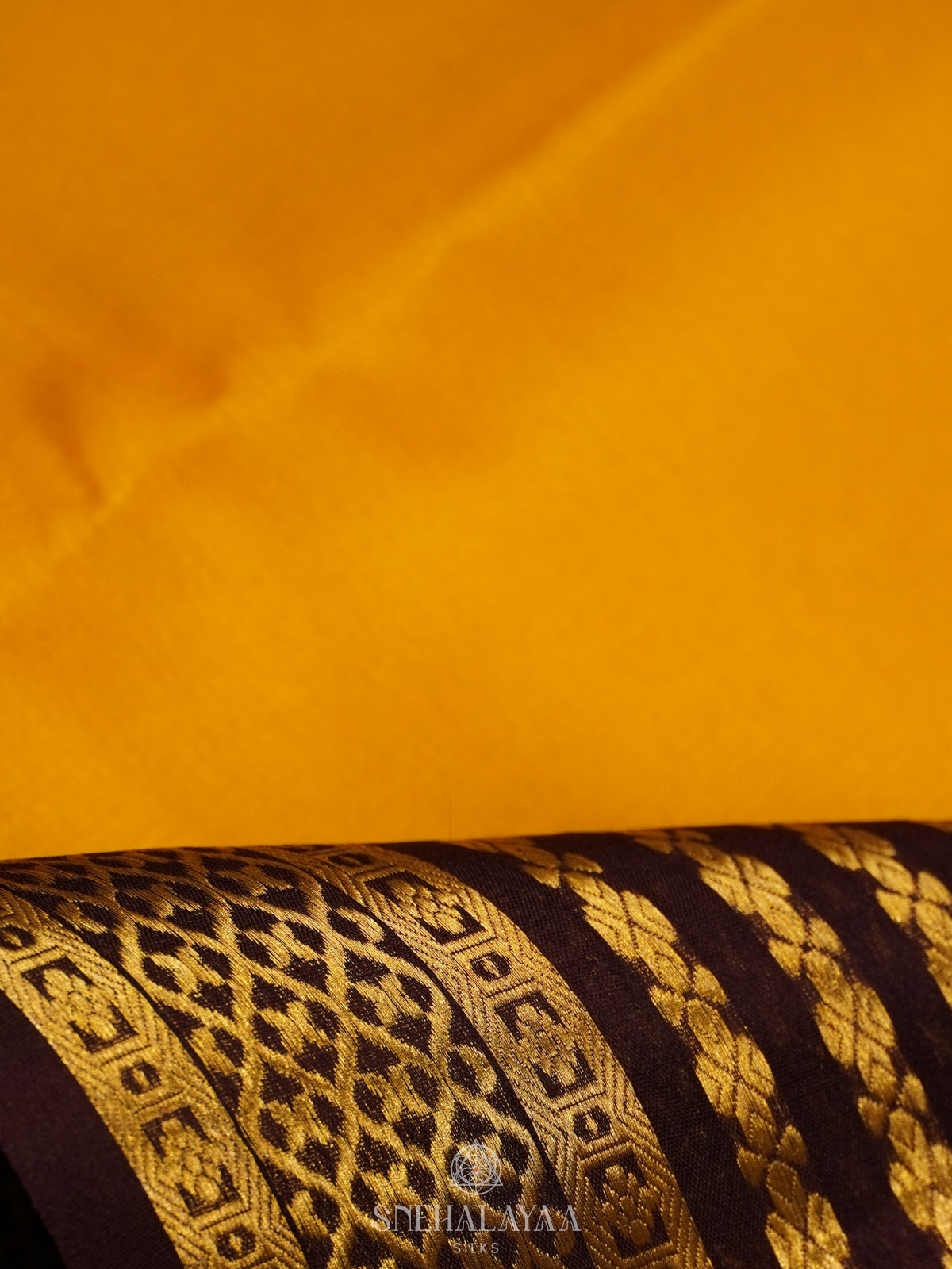 Mango Yellow Mysore Crepe Silk Saree