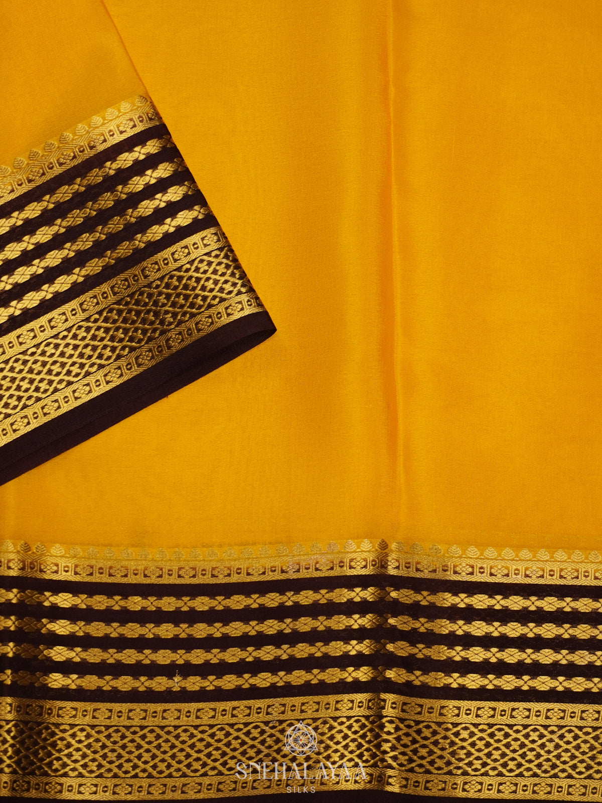 Mango Yellow Mysore Crepe Silk Saree