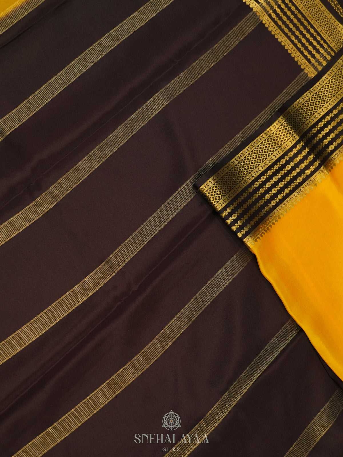 Mango Yellow Mysore Crepe Silk Saree