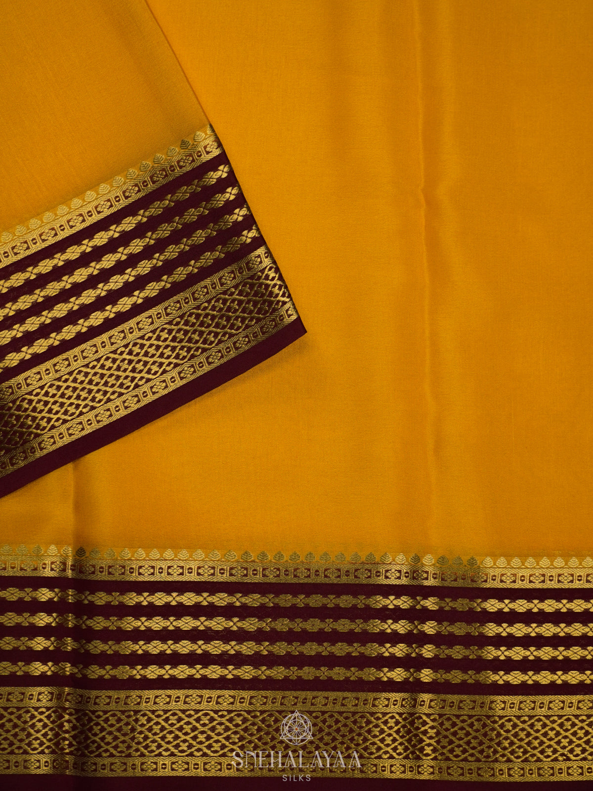Mango Yellow Mysore Crepe Silk Saree