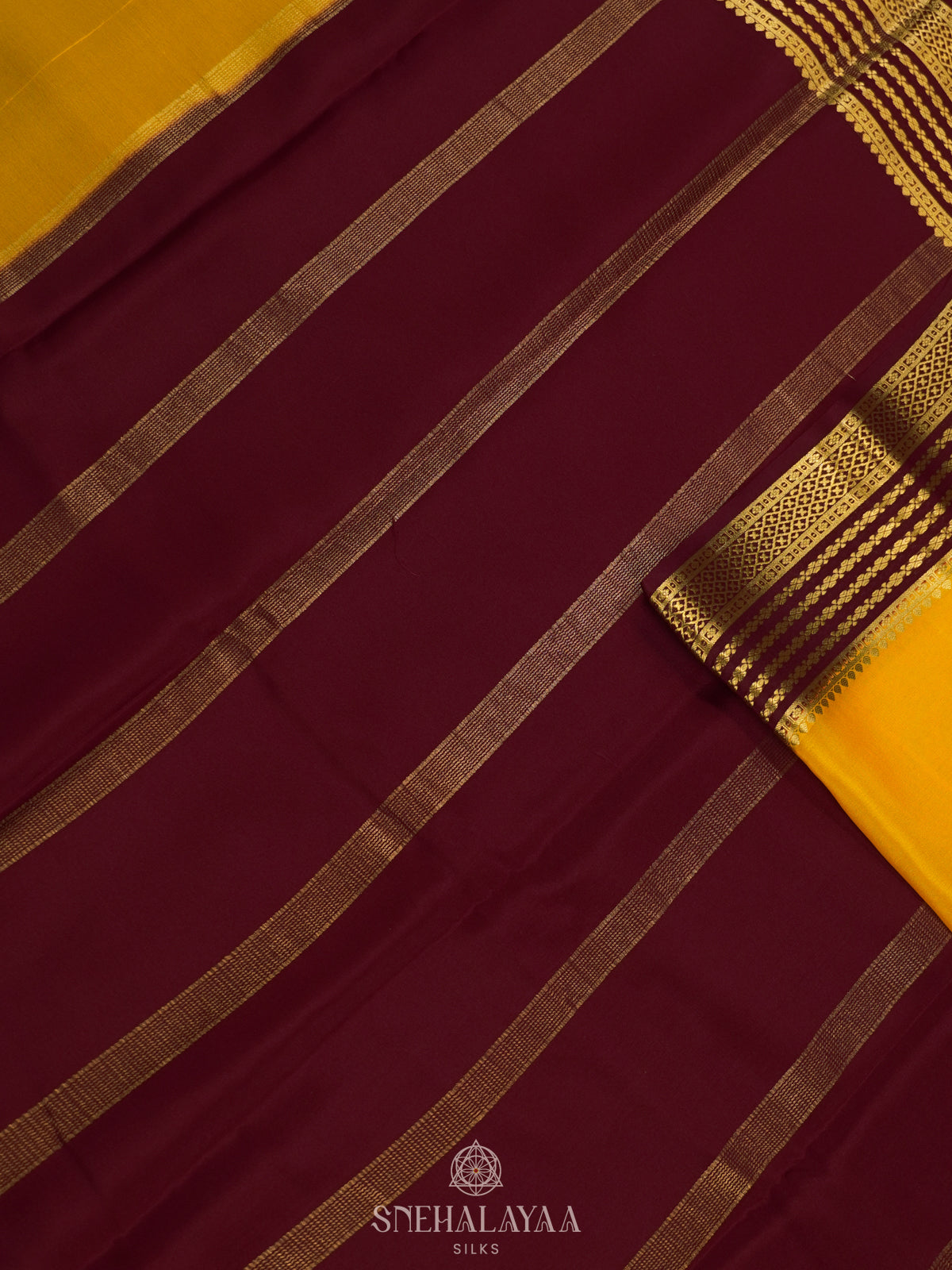 Mango Yellow Mysore Crepe Silk Saree