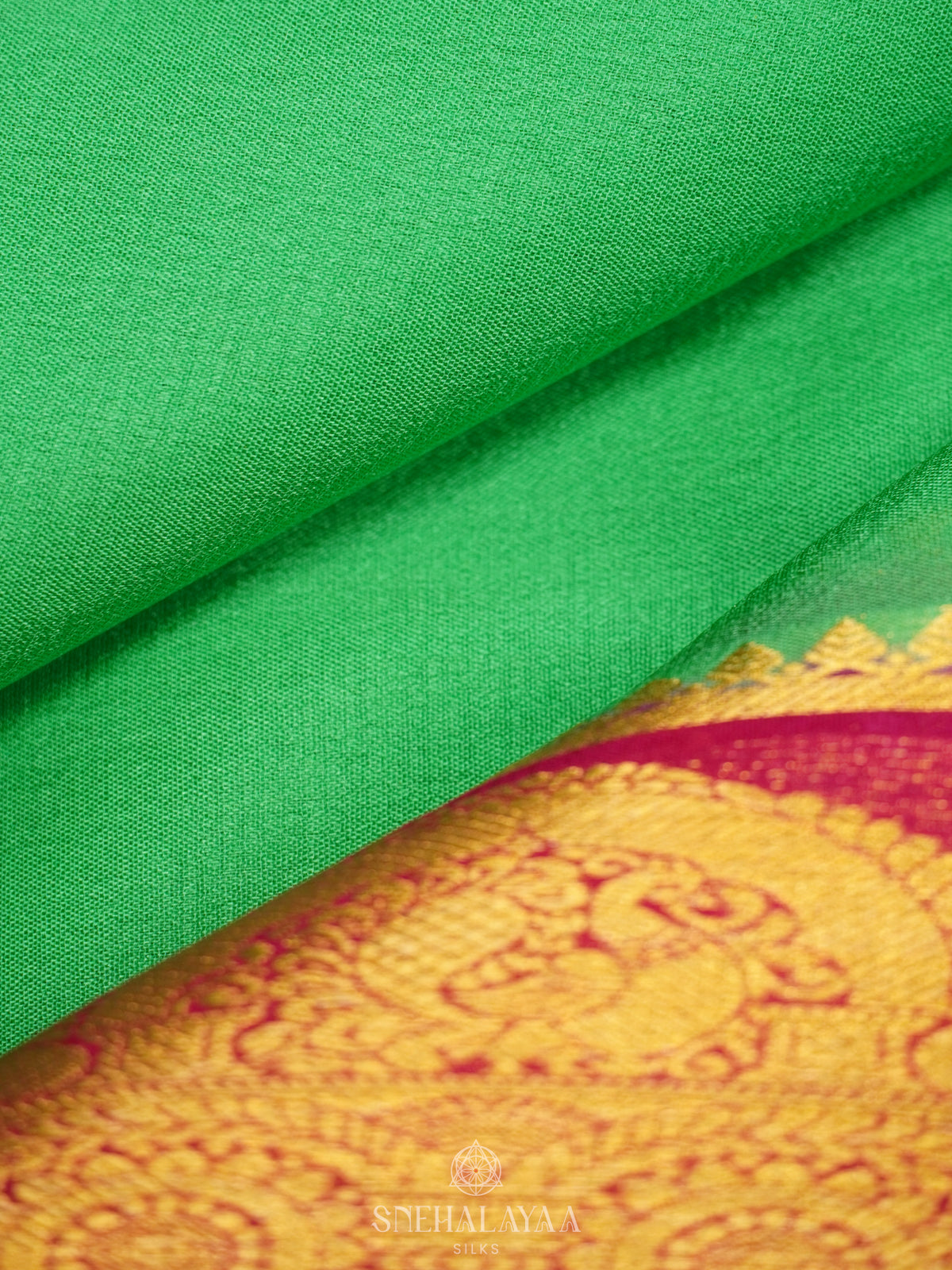 Pistcho Green Mysore Crepe Silk Saree