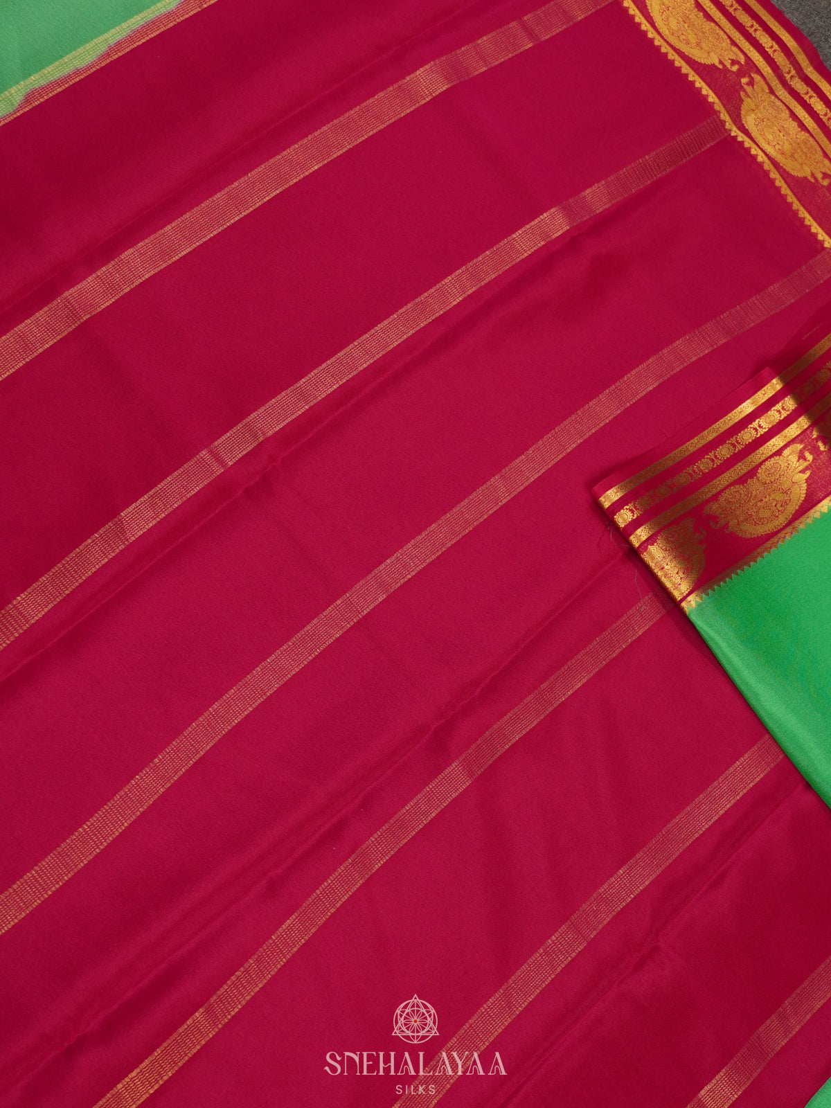 Pistcho Green Mysore Crepe Silk Saree