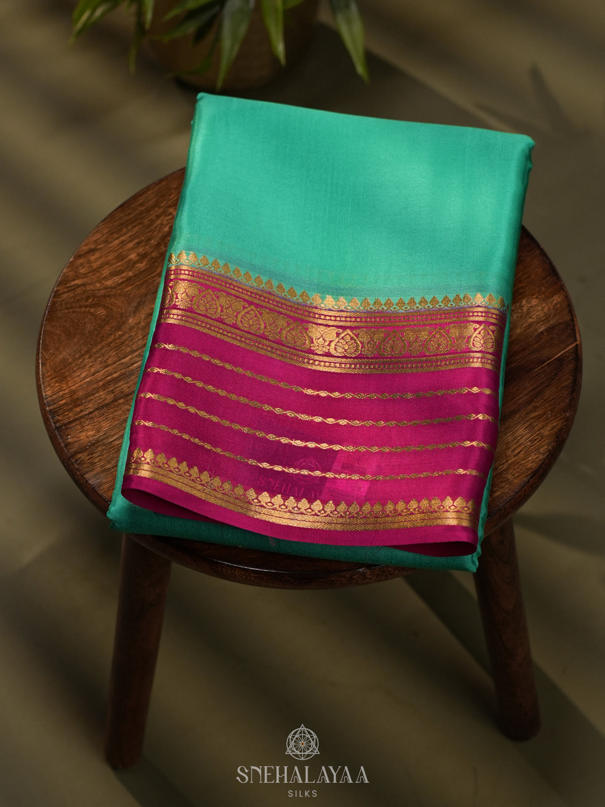 Mint Green Mysore Crepe Silk Saree