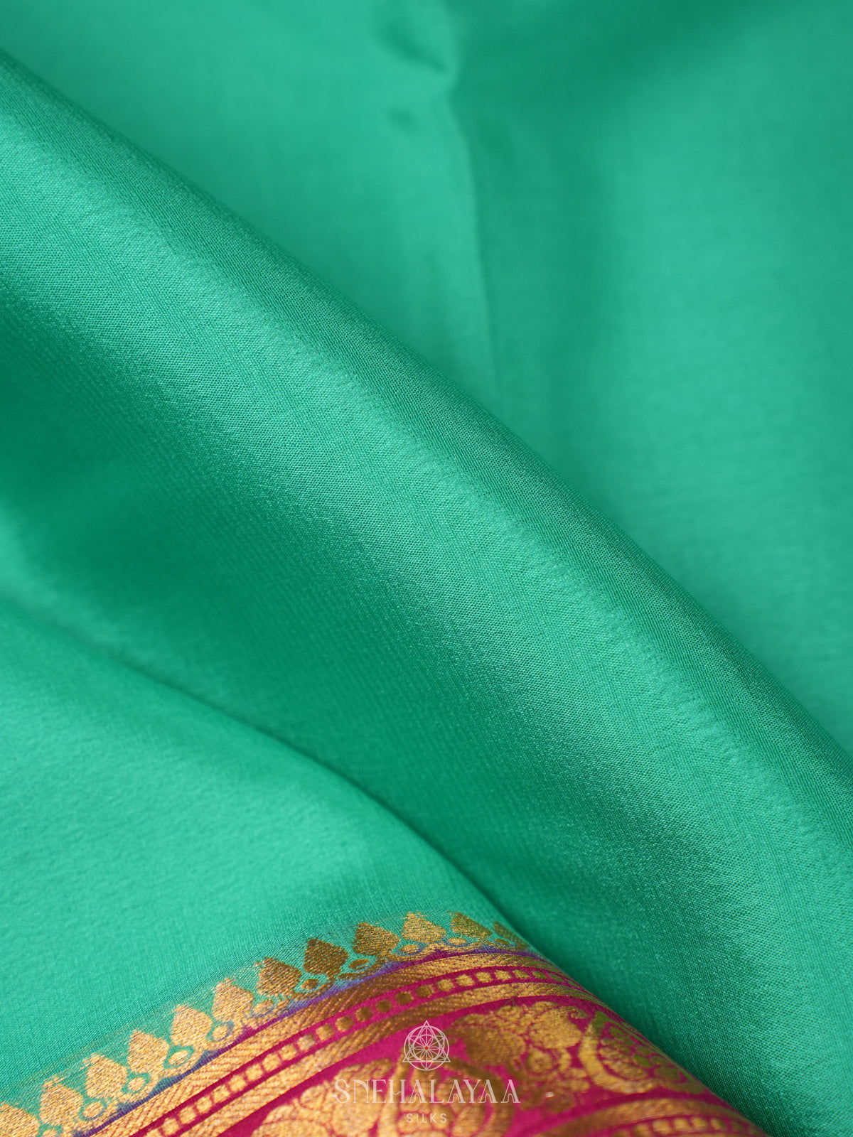 Mint Green Mysore Crepe Silk Saree