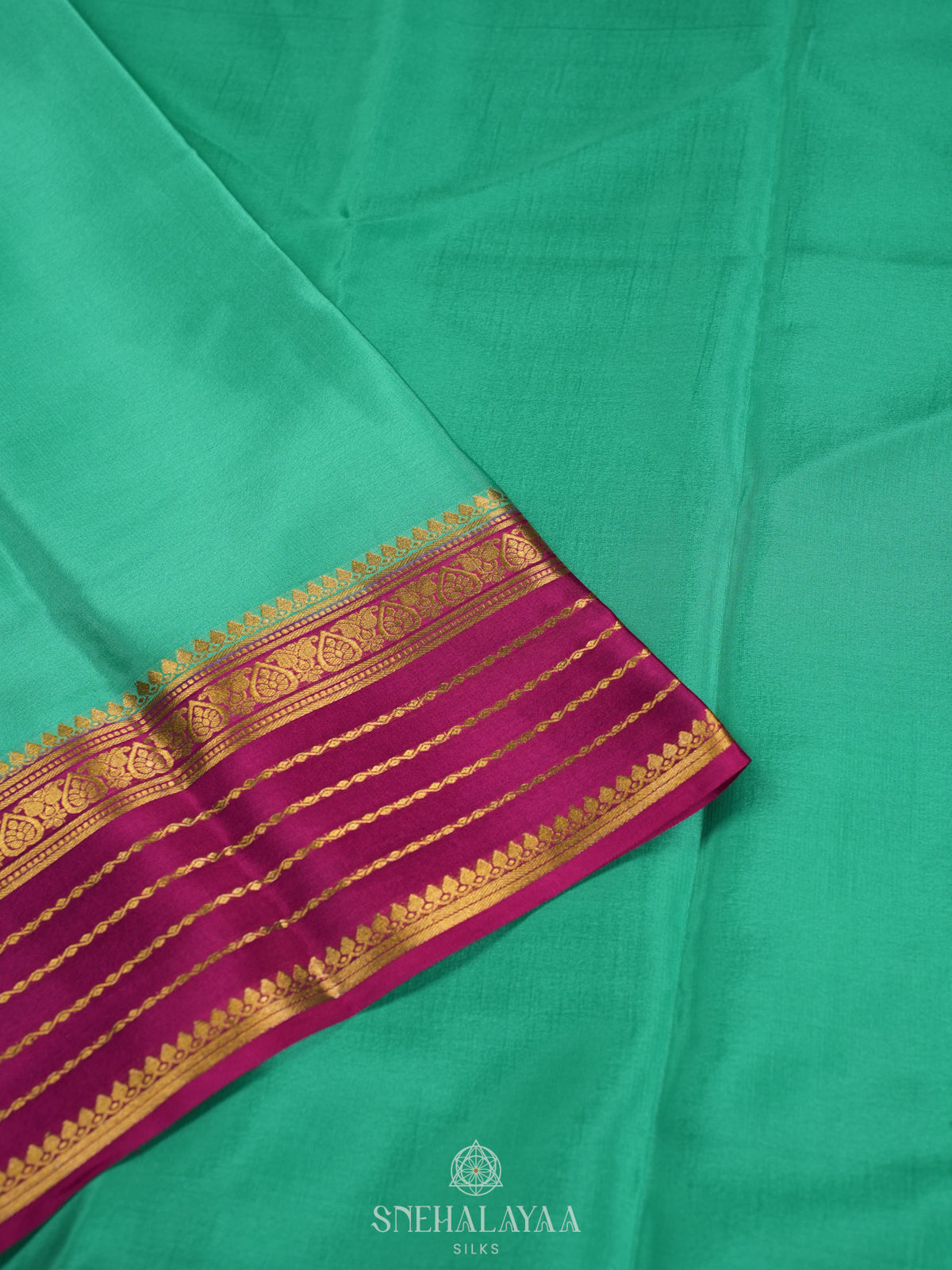 Mint Green Mysore Crepe Silk Saree