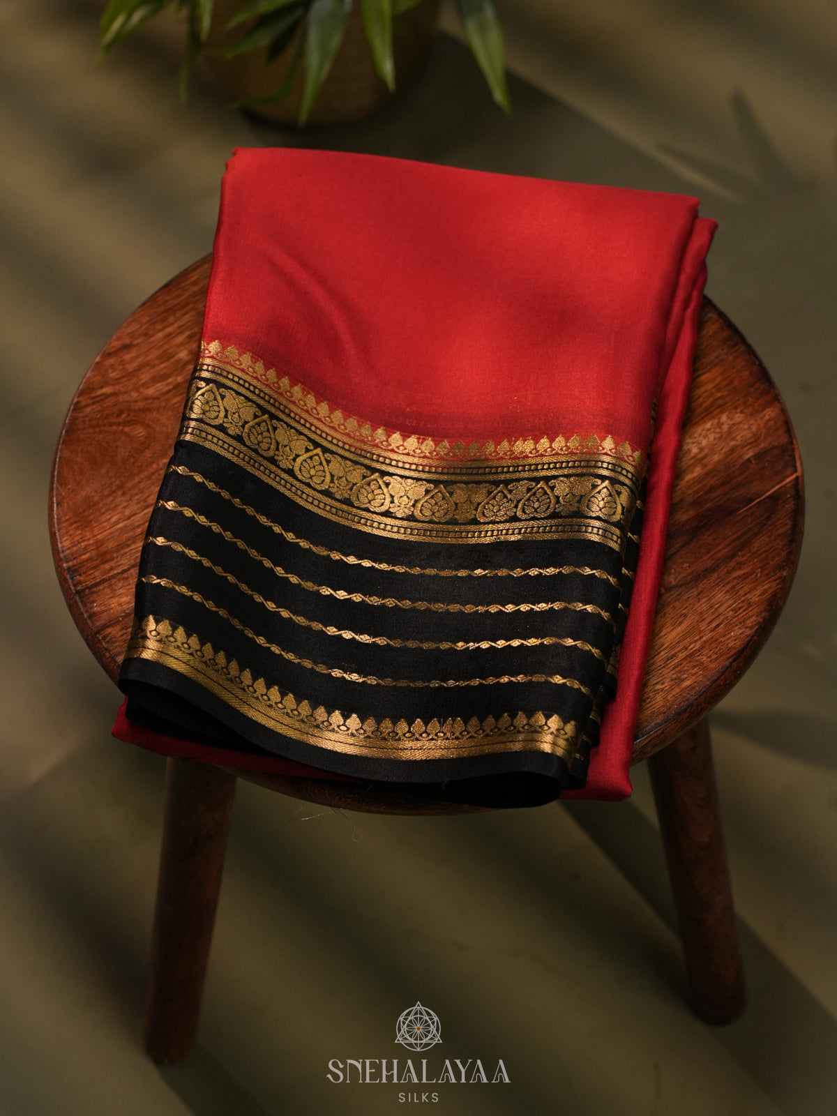Red Mysore Crepe Silk Saree