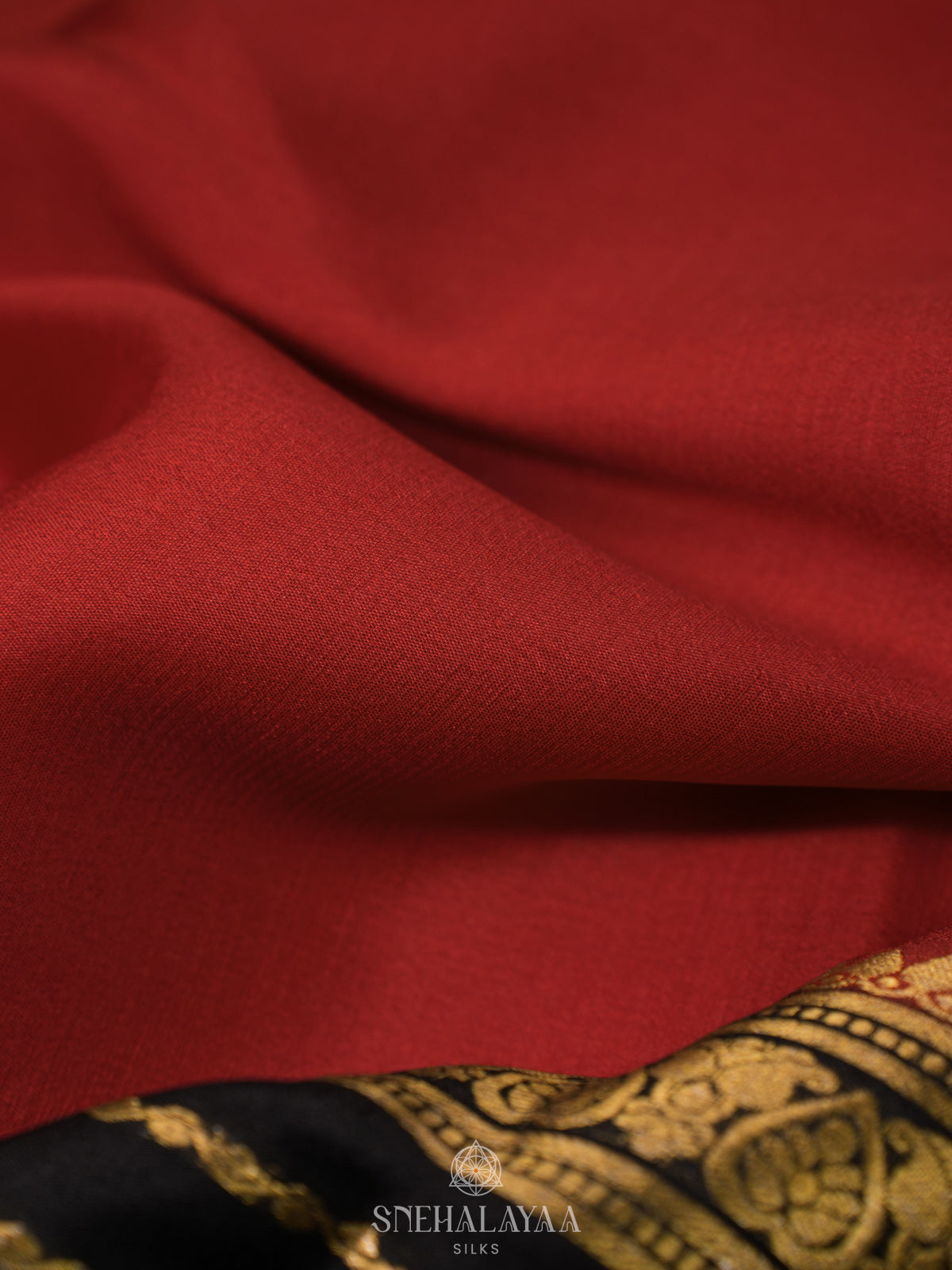 Red Mysore Crepe Silk Saree