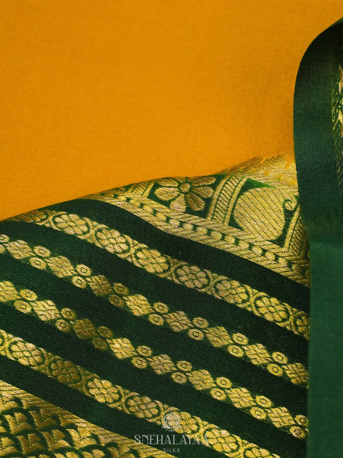 Mango Yellow Mysore Crepe Silk Saree