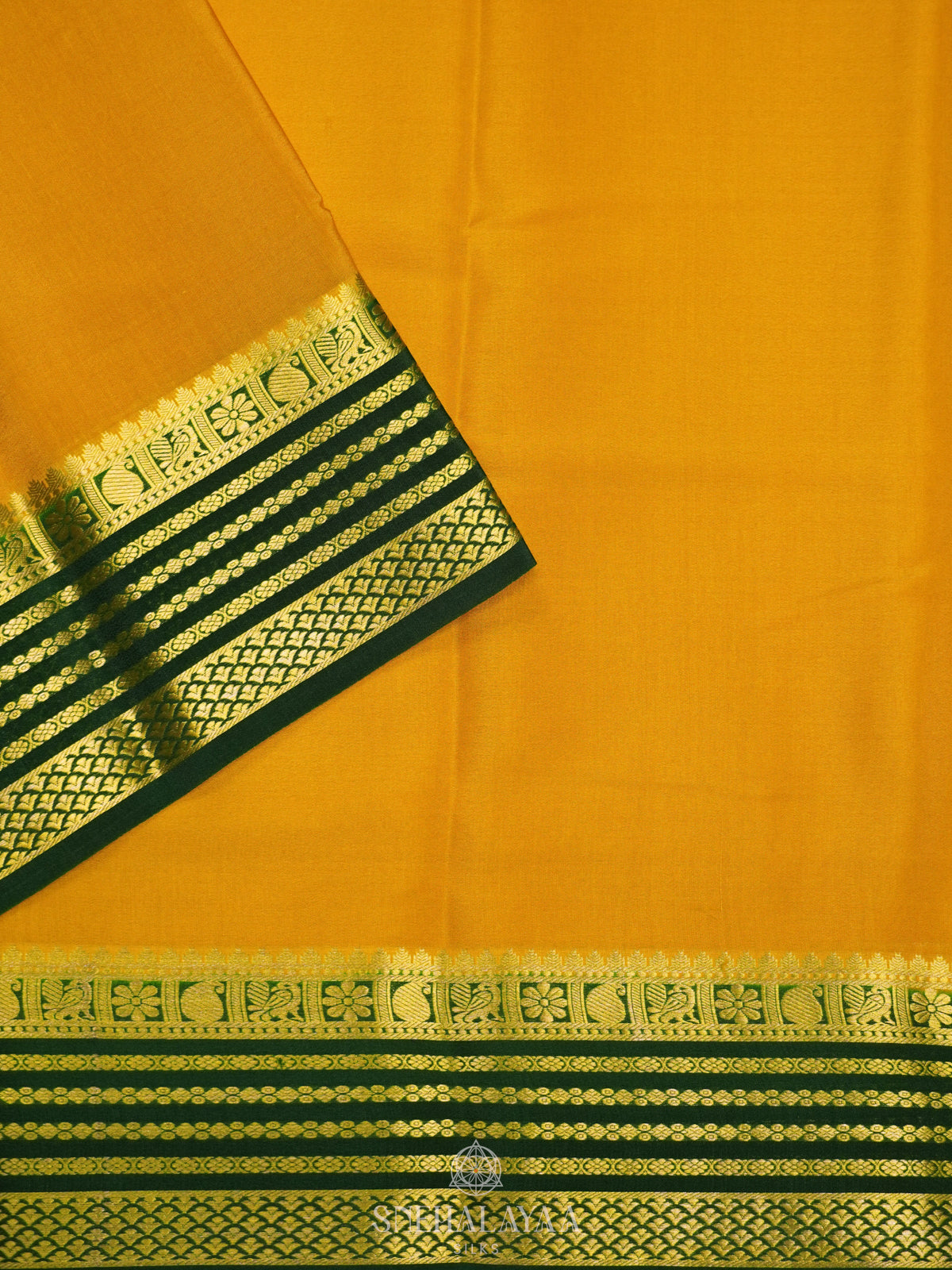 Mango Yellow Mysore Crepe Silk Saree