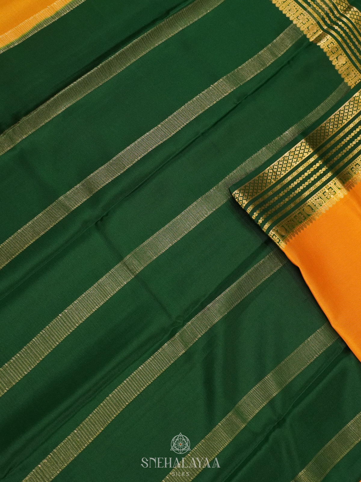 Mango Yellow Mysore Crepe Silk Saree