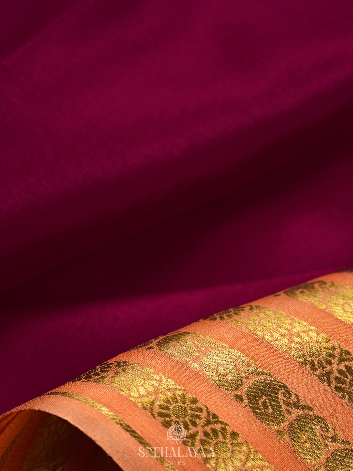 Cerise Pink Mysore Crepe Silk Saree