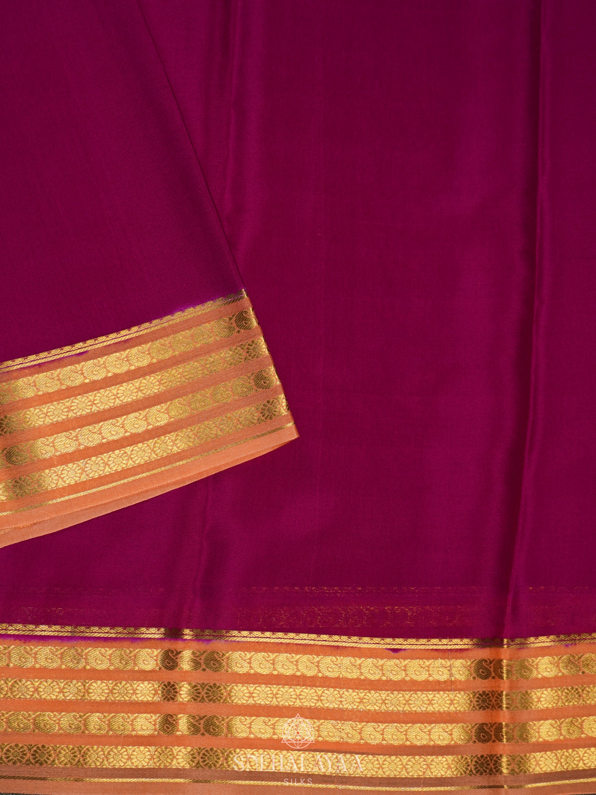 Cerise Pink Mysore Crepe Silk Saree