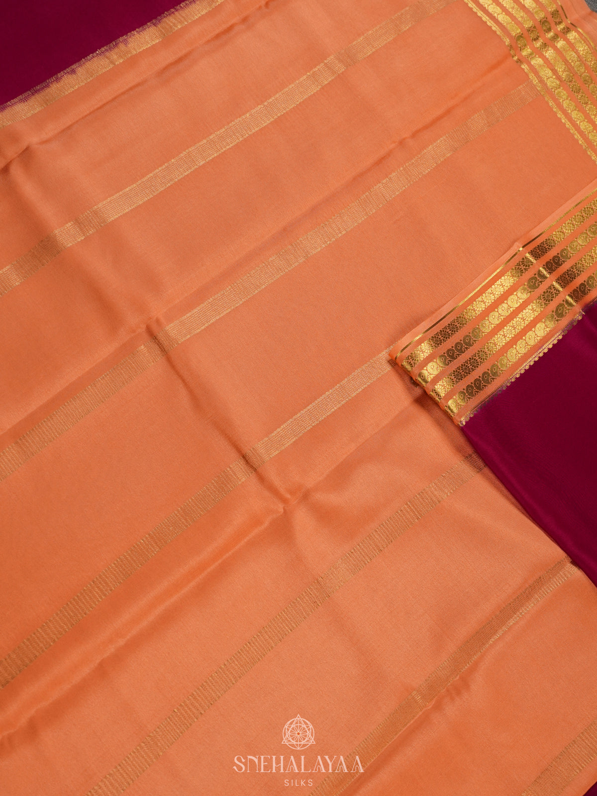 Cerise Pink Mysore Crepe Silk Saree